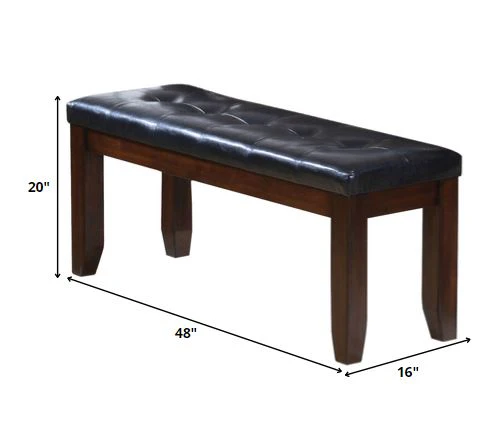 48" Black And Cherry Upholstered PU Leather Bench By Homeroots - Image 6