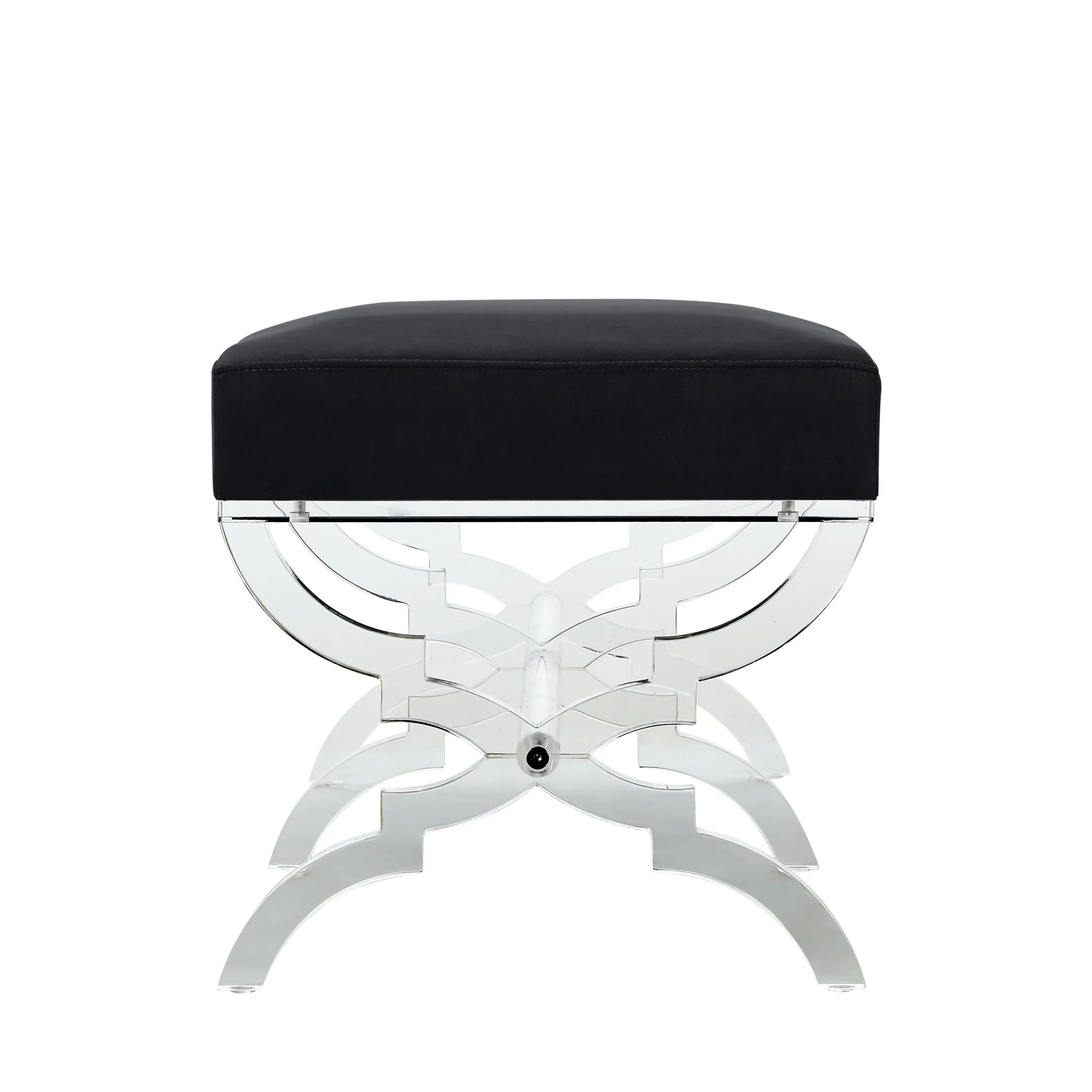 48" Black And Clear Upholstered Velvet Bench By Homeroots - Image 4