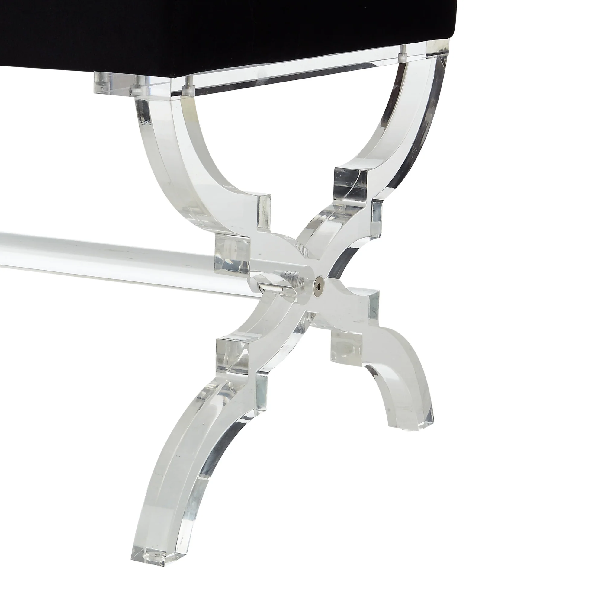 48" Black And Clear Upholstered Velvet Bench By Homeroots - Image 6