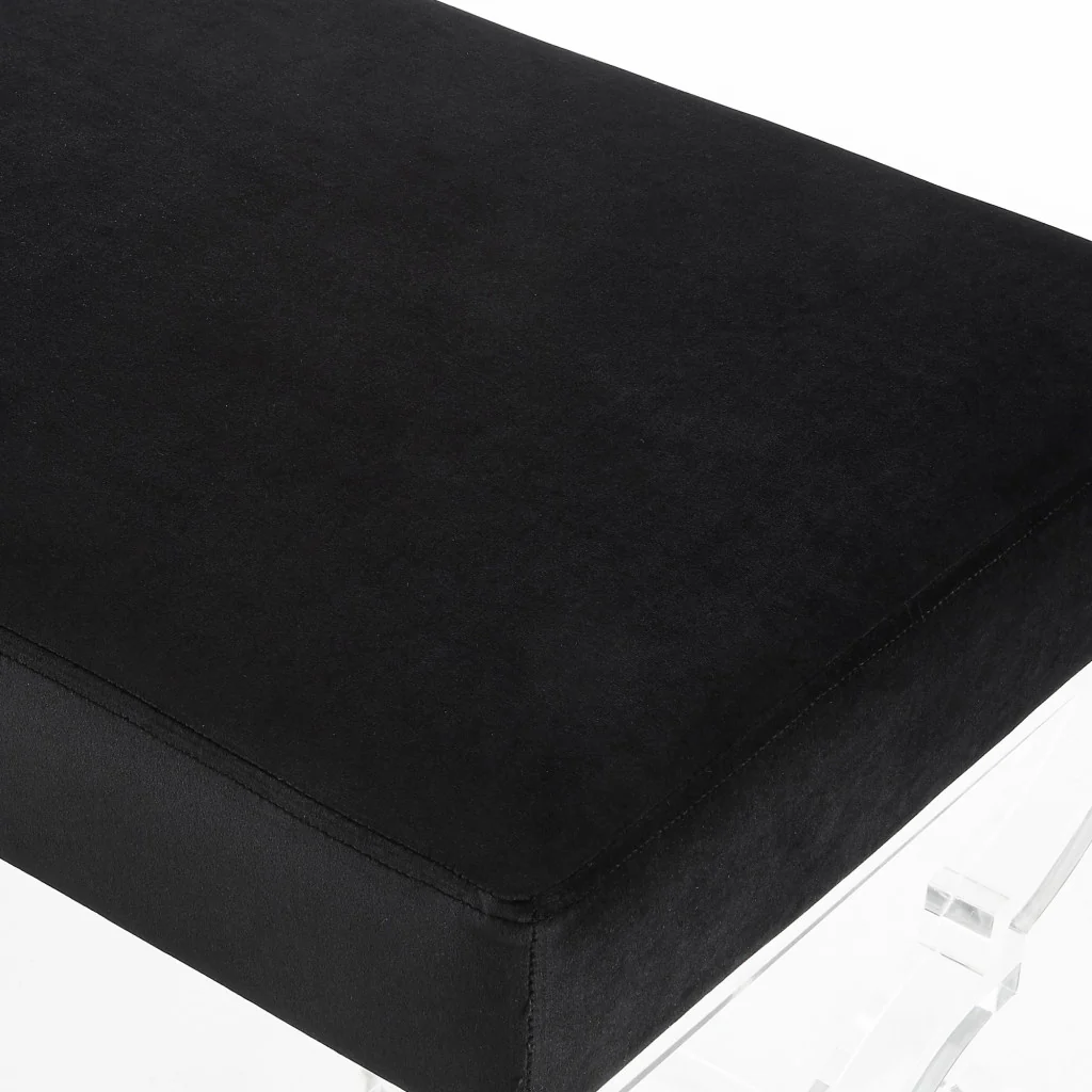 48" Black And Clear Upholstered Velvet Bench By Homeroots - Image 7