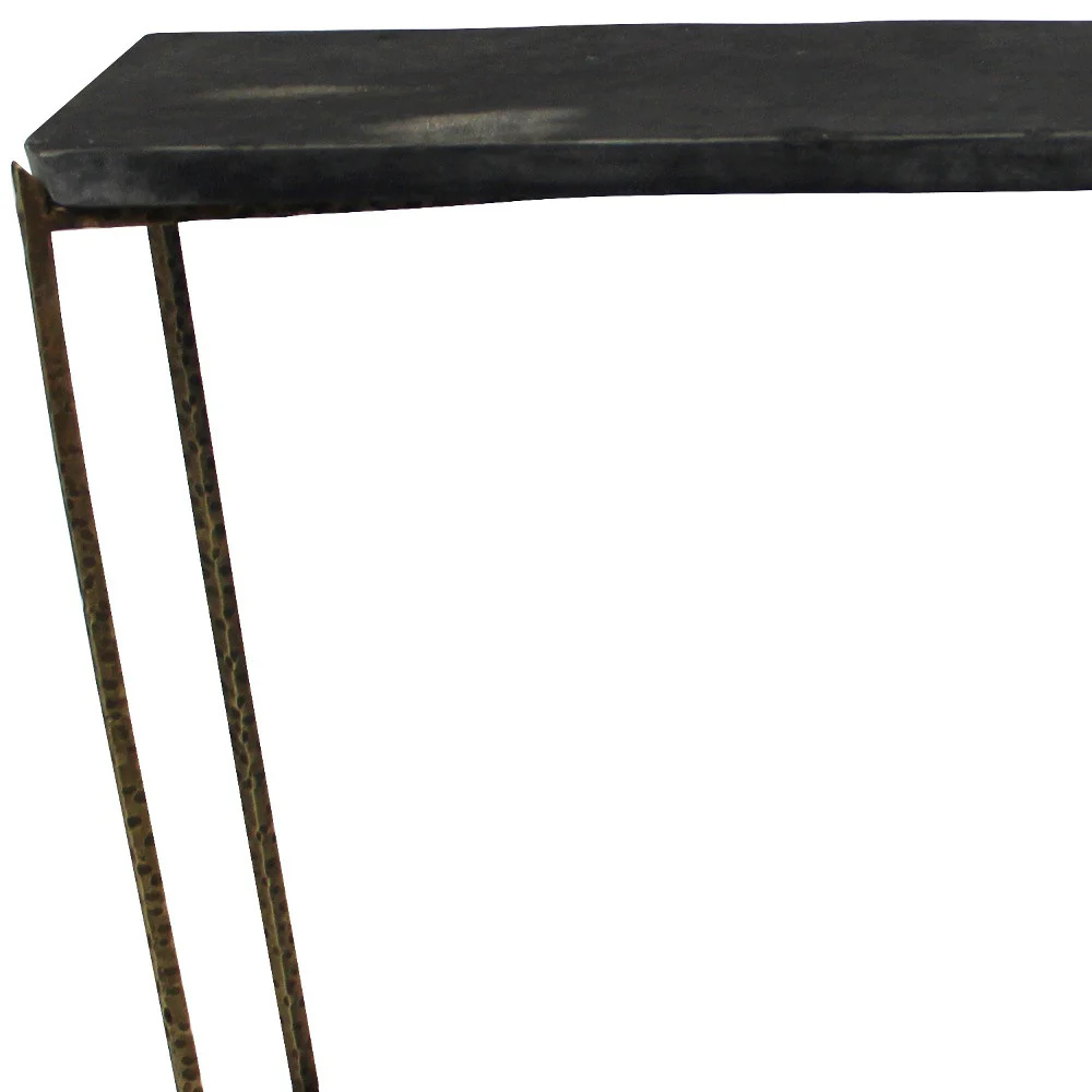 48" Black and Gold Stone Frame Console Table By Homeroots - Image 4