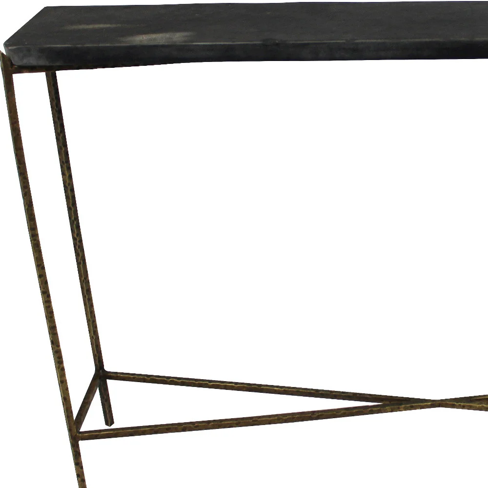 48" Black and Gold Stone Frame Console Table By Homeroots - Image 5