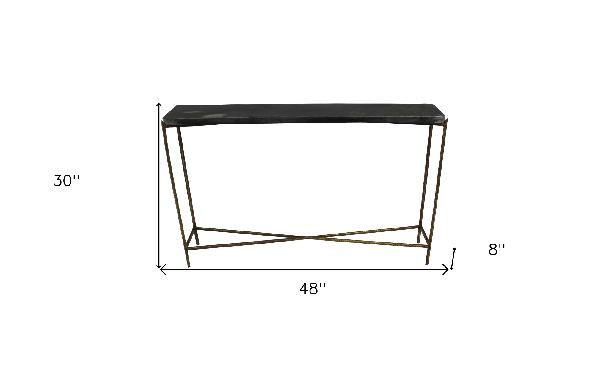 48" Black and Gold Stone Frame Console Table By Homeroots - Image 6
