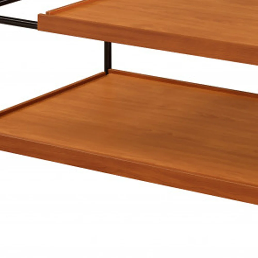 48" Black And Honey Oak Rectangular Coffee Table With Shelf By Homeroots - Image 3