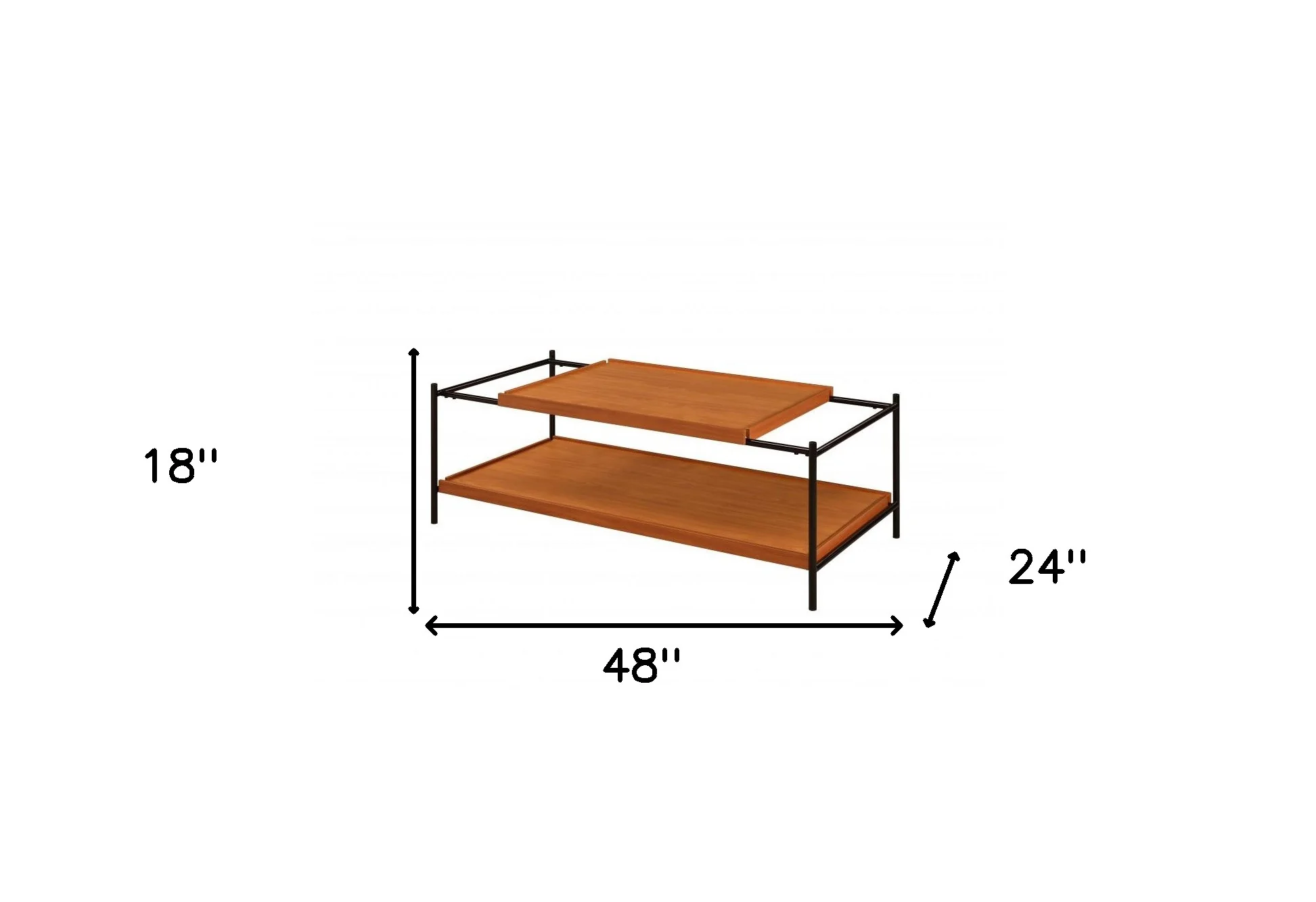 48" Black And Honey Oak Rectangular Coffee Table With Shelf By Homeroots - Image 5