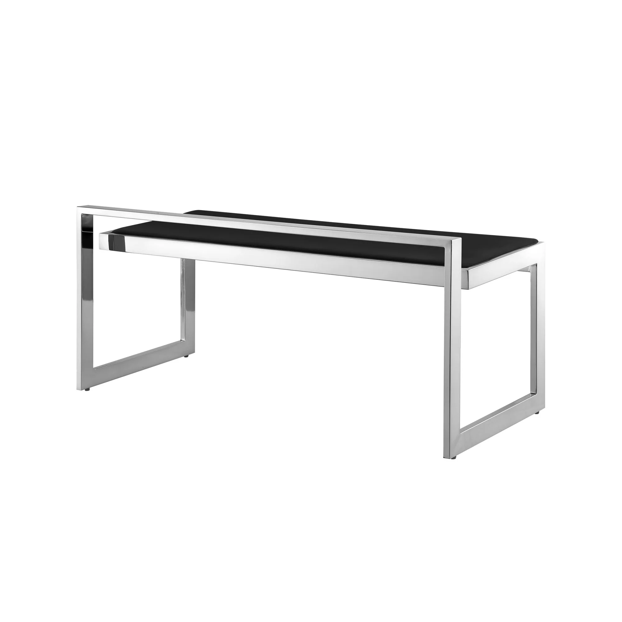 48" Black And Silver Upholstered Velvet Bench By Homeroots - Image 3