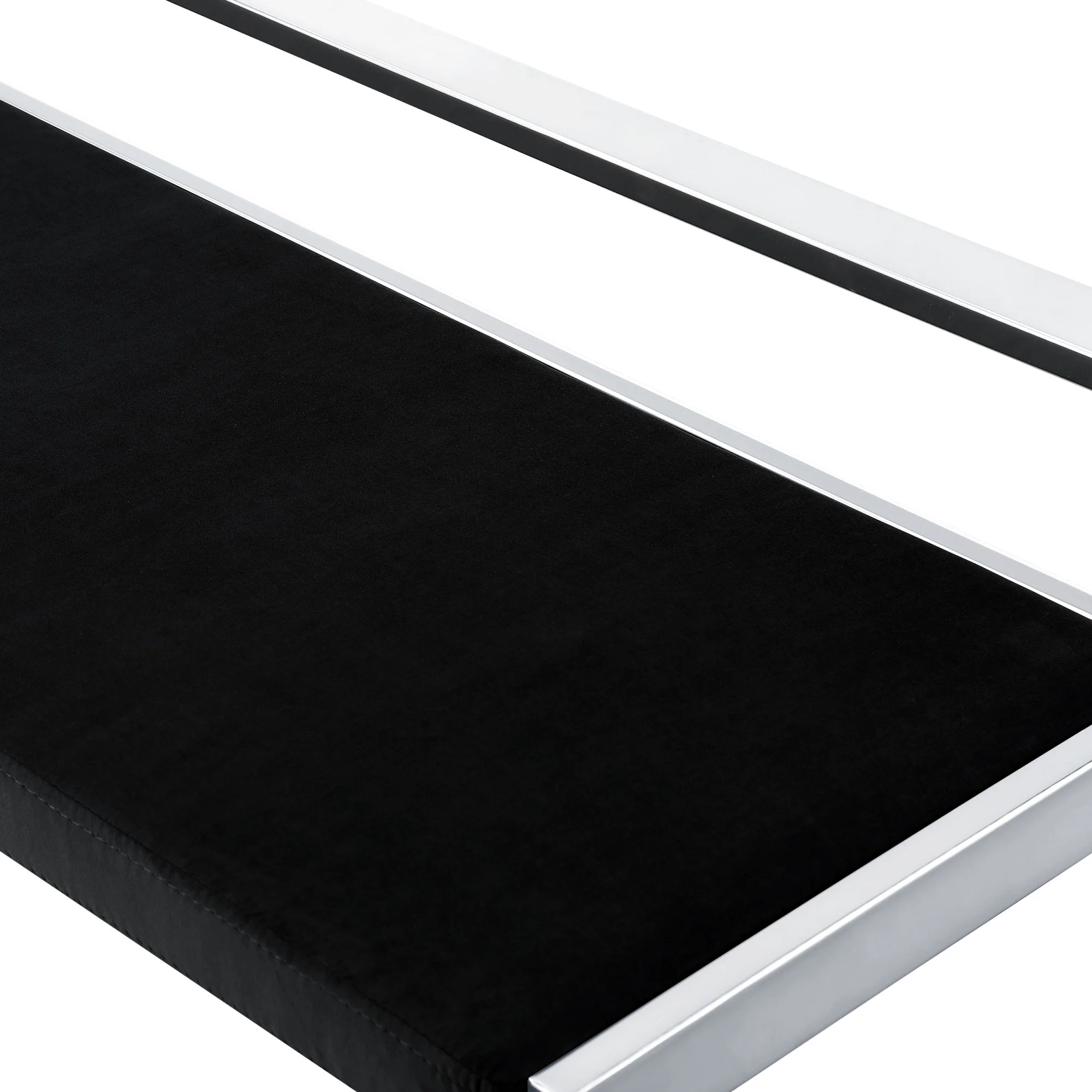 48" Black And Silver Upholstered Velvet Bench By Homeroots - Image 6