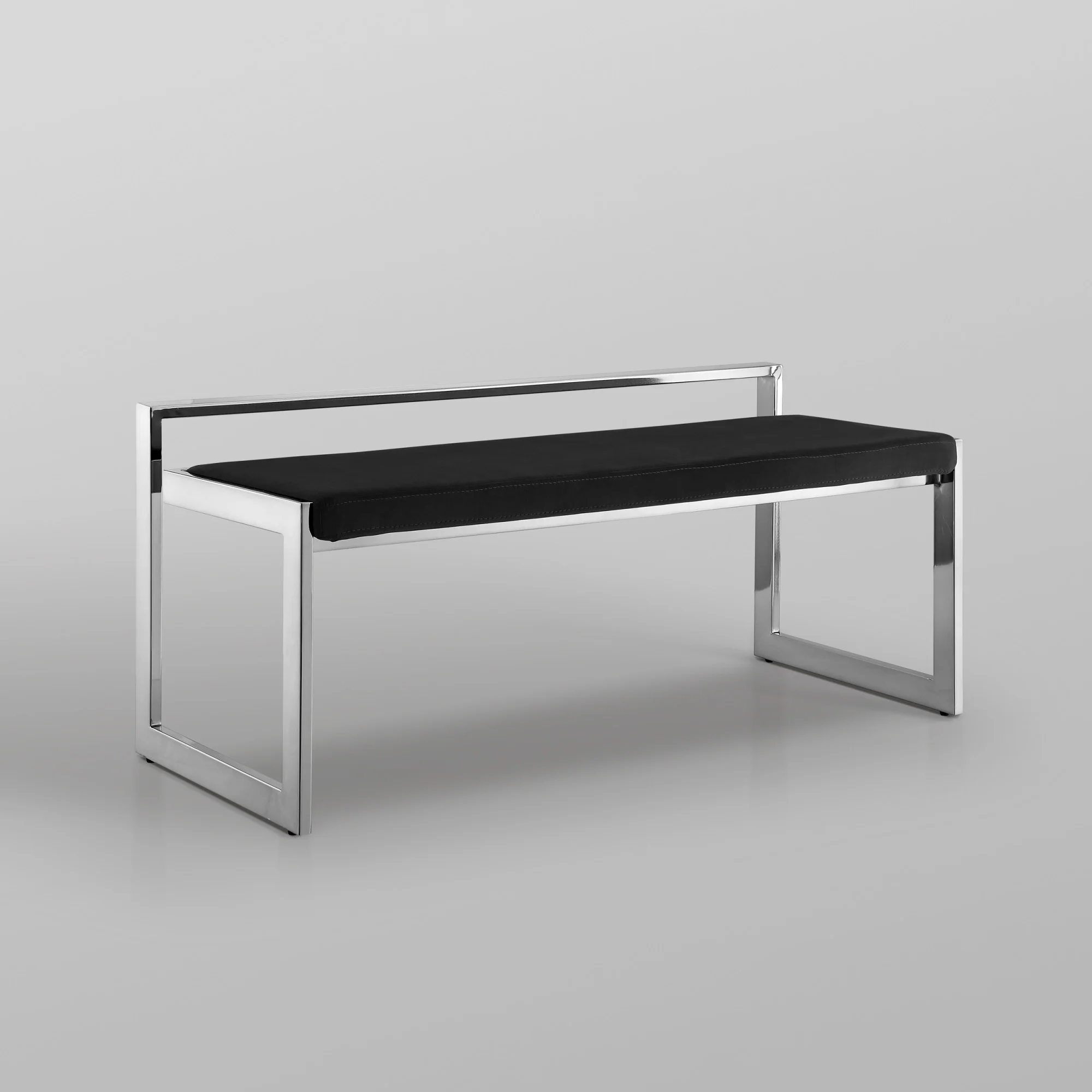 48" Black And Silver Upholstered Velvet Bench By Homeroots - Image 7