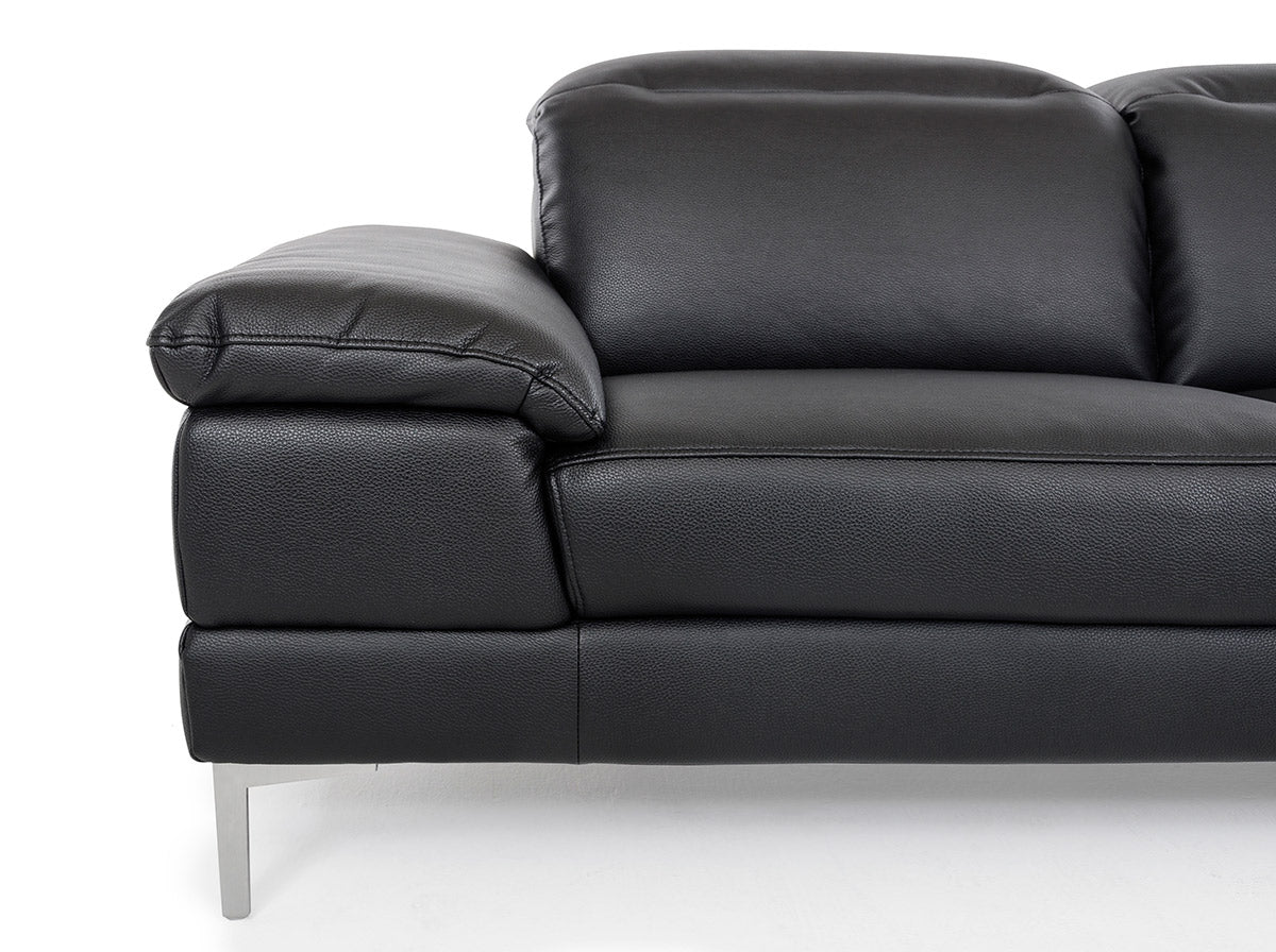 48' Black Eco Leather Wood Steel and Foam Sectional Sofa By Homeroots - Image 2