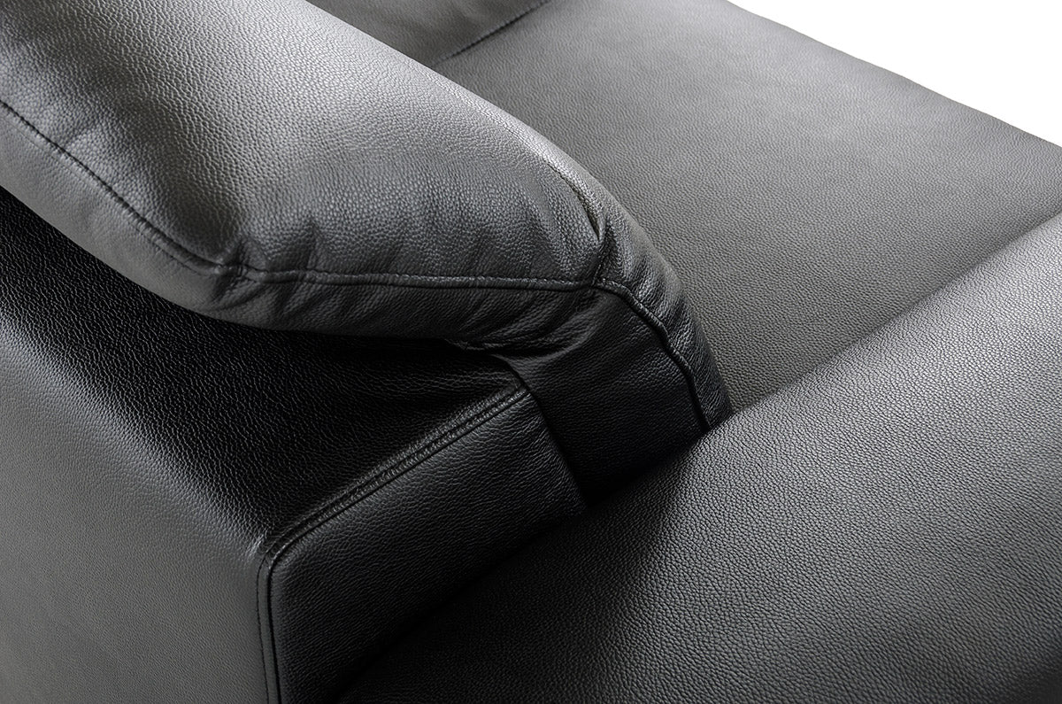 48' Black Eco Leather Wood Steel and Foam Sectional Sofa By Homeroots - Image 3