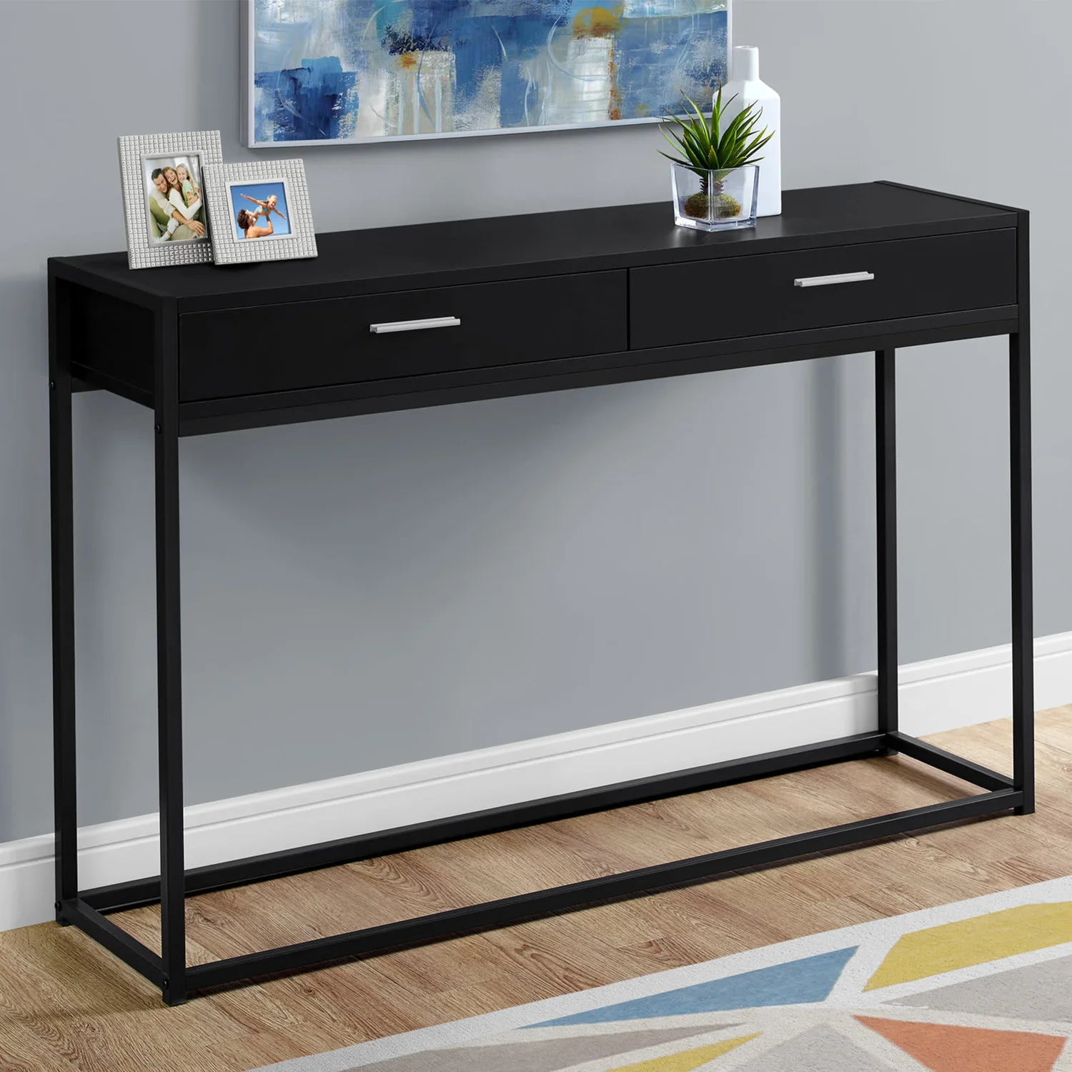 48" Black Frame Console Table By Homeroots - Image 5