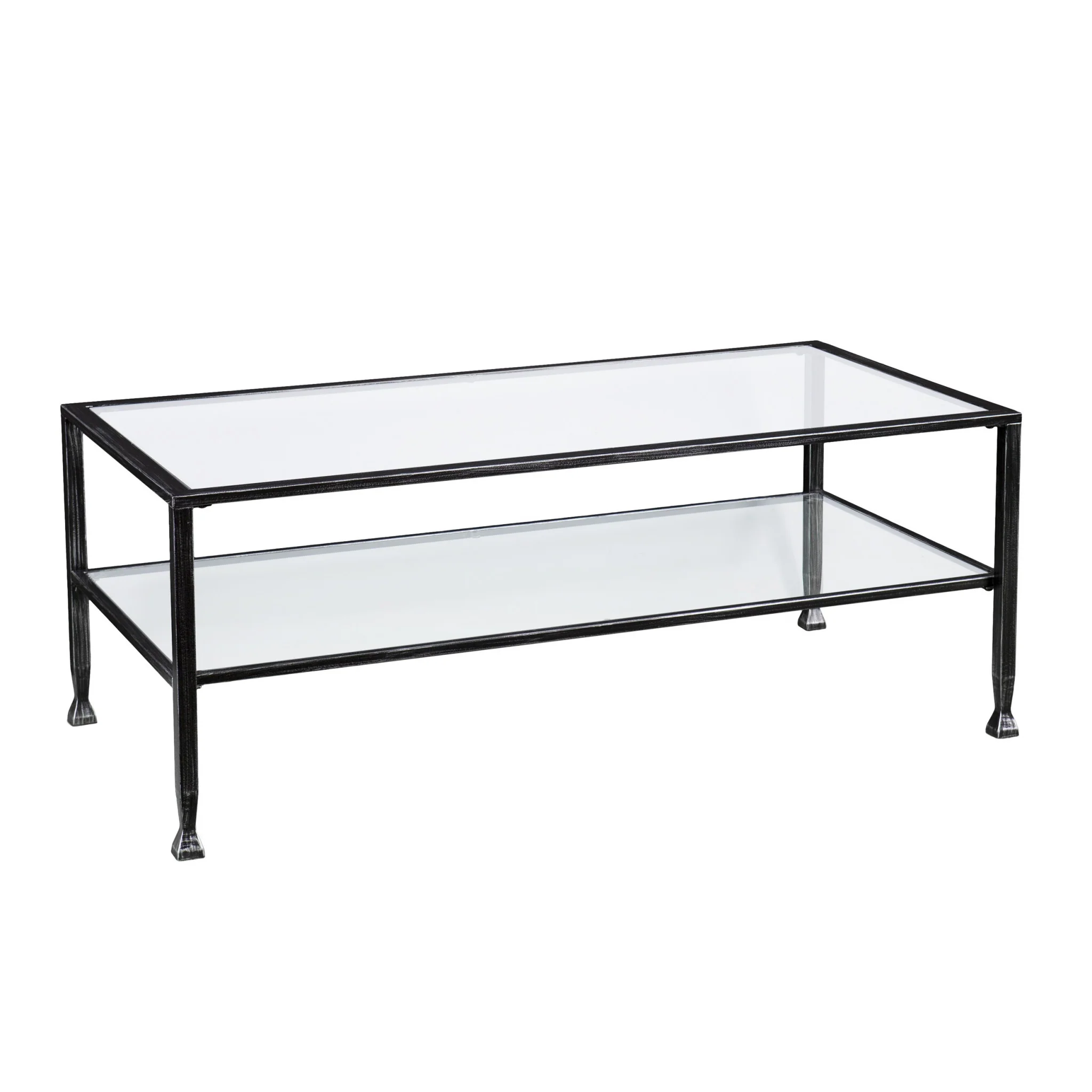 48" Black Glass And Metal Rectangular Coffee Table By Homeroots - Image 2