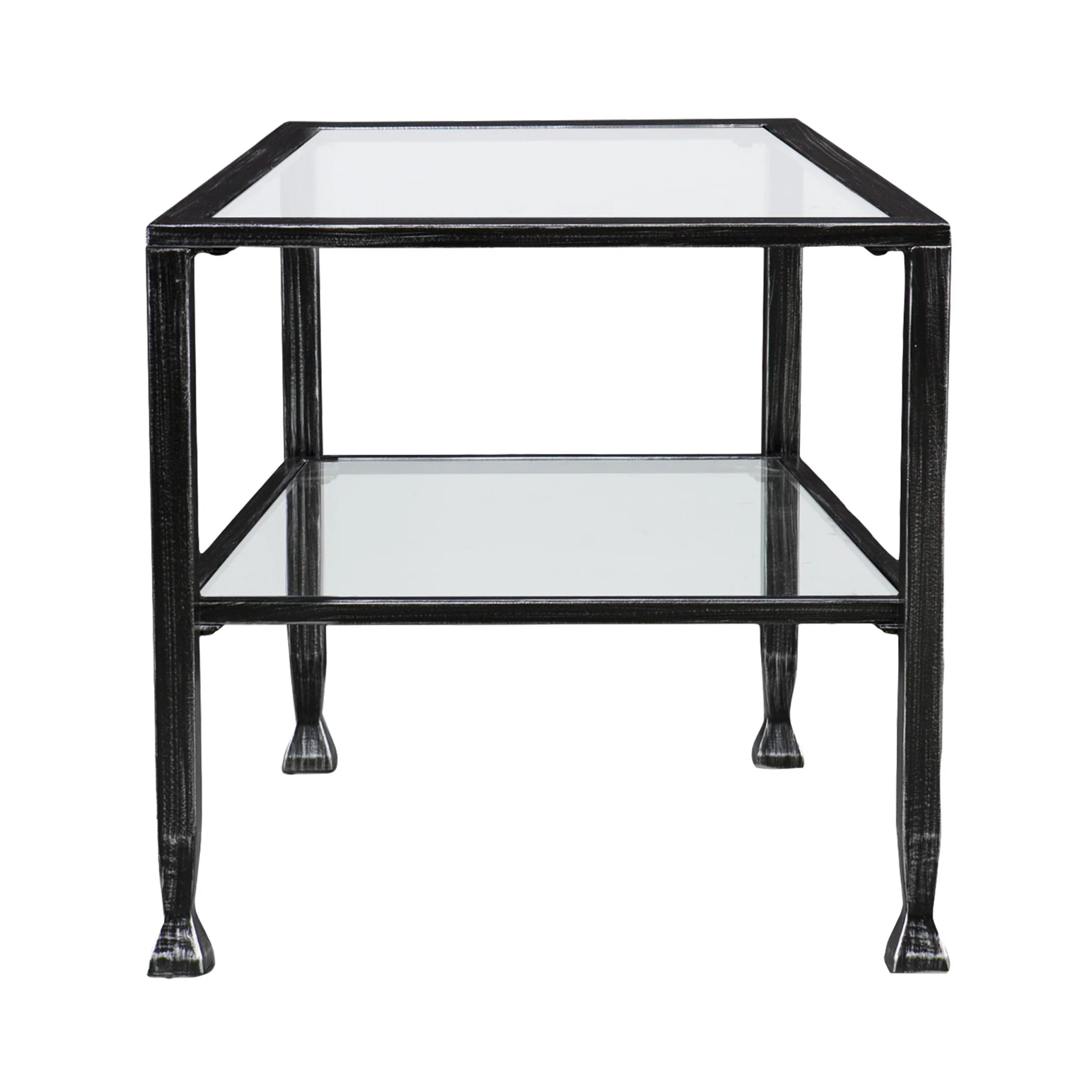 48" Black Glass And Metal Rectangular Coffee Table By Homeroots - Image 3