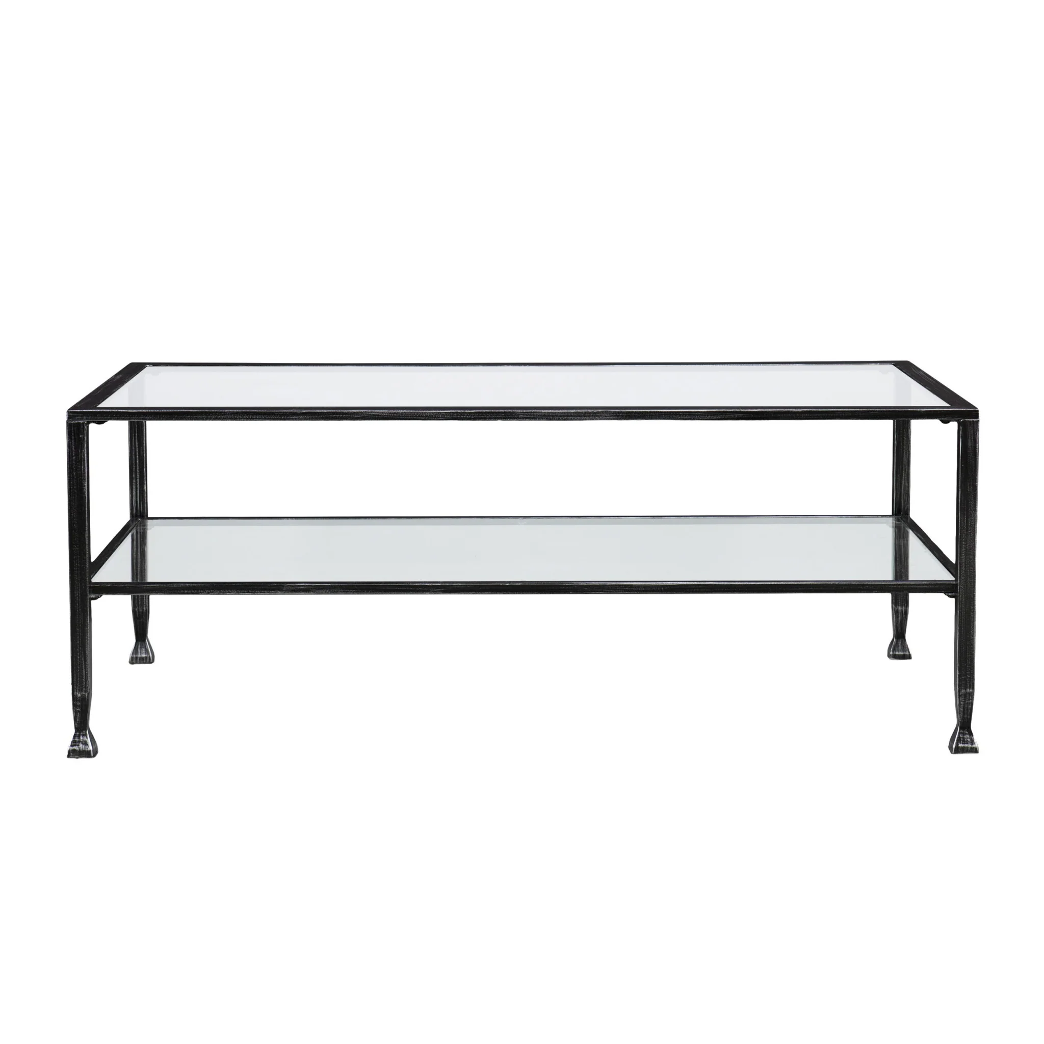 48" Black Glass And Metal Rectangular Coffee Table By Homeroots - Image 5