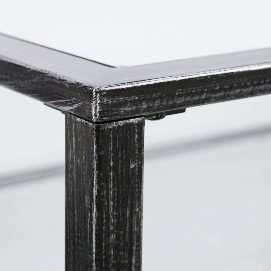 48" Black Glass And Metal Rectangular Coffee Table By Homeroots - Image 7