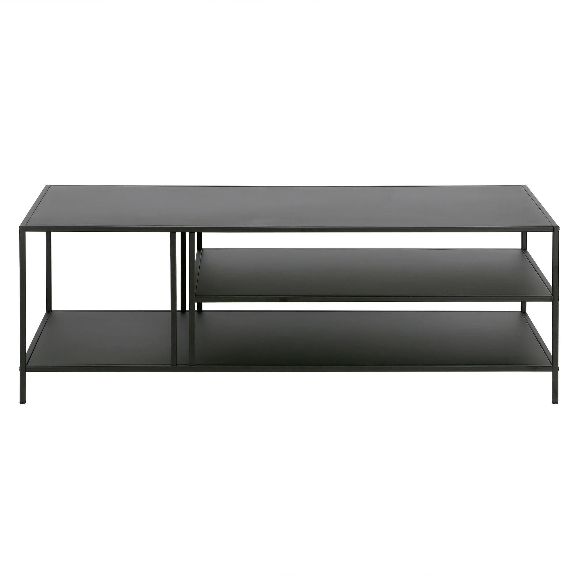 48" Black Steel Rectangular Coffee Table With Two Shelves By Homeroots - Image 2