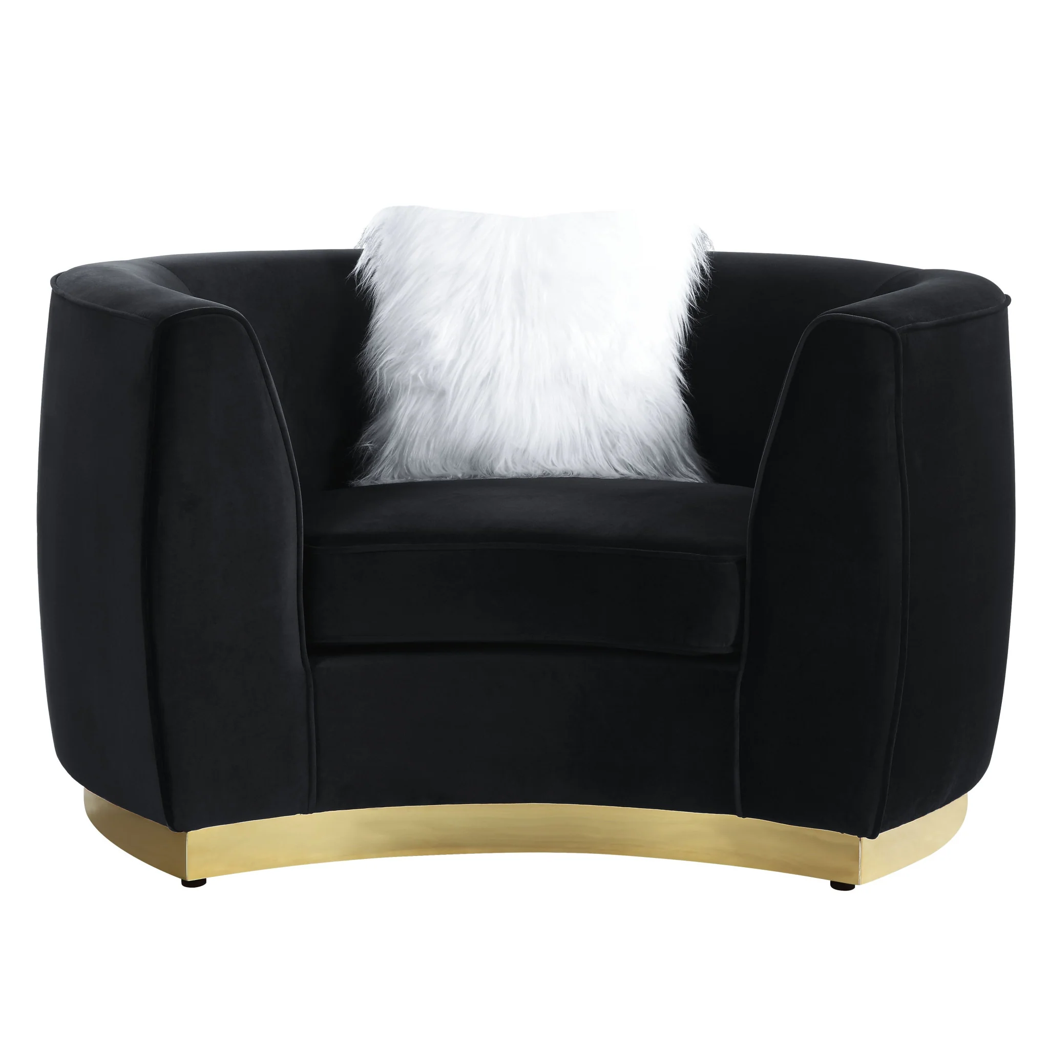 48" Black Velvet Chair And A Half By Homeroots - Image 2