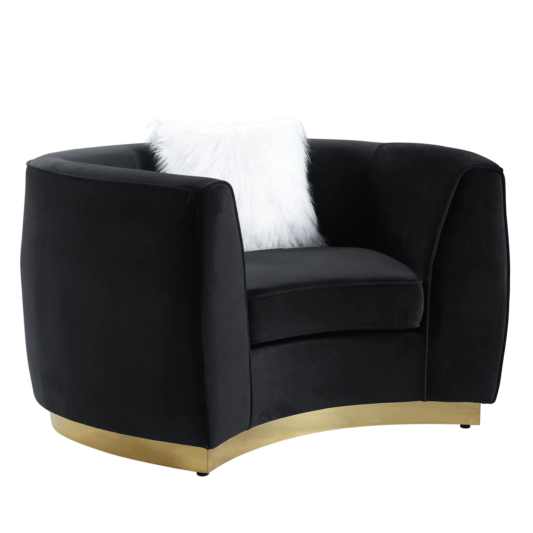 48" Black Velvet Chair And A Half By Homeroots - Image 4