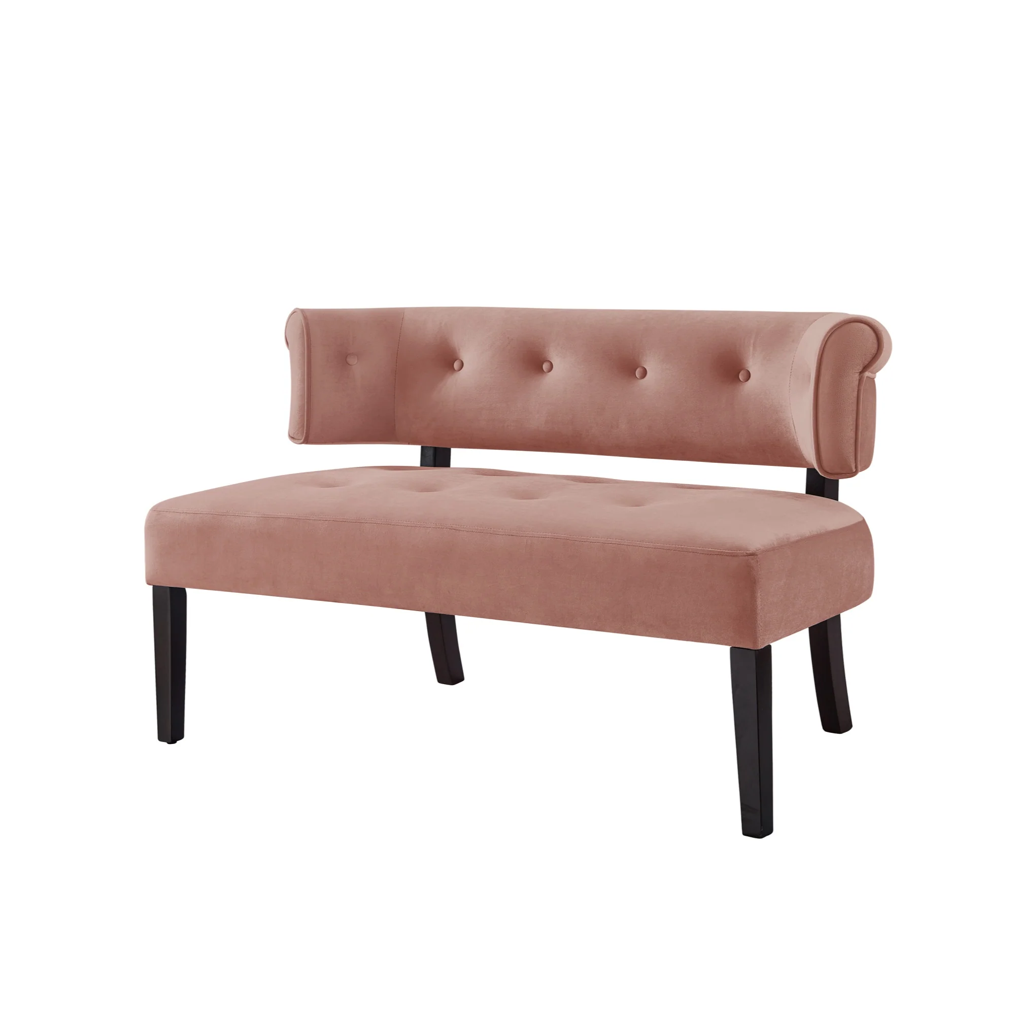 48" Blush And Brown Upholstered Velvet Bench By Homeroots - Image 2