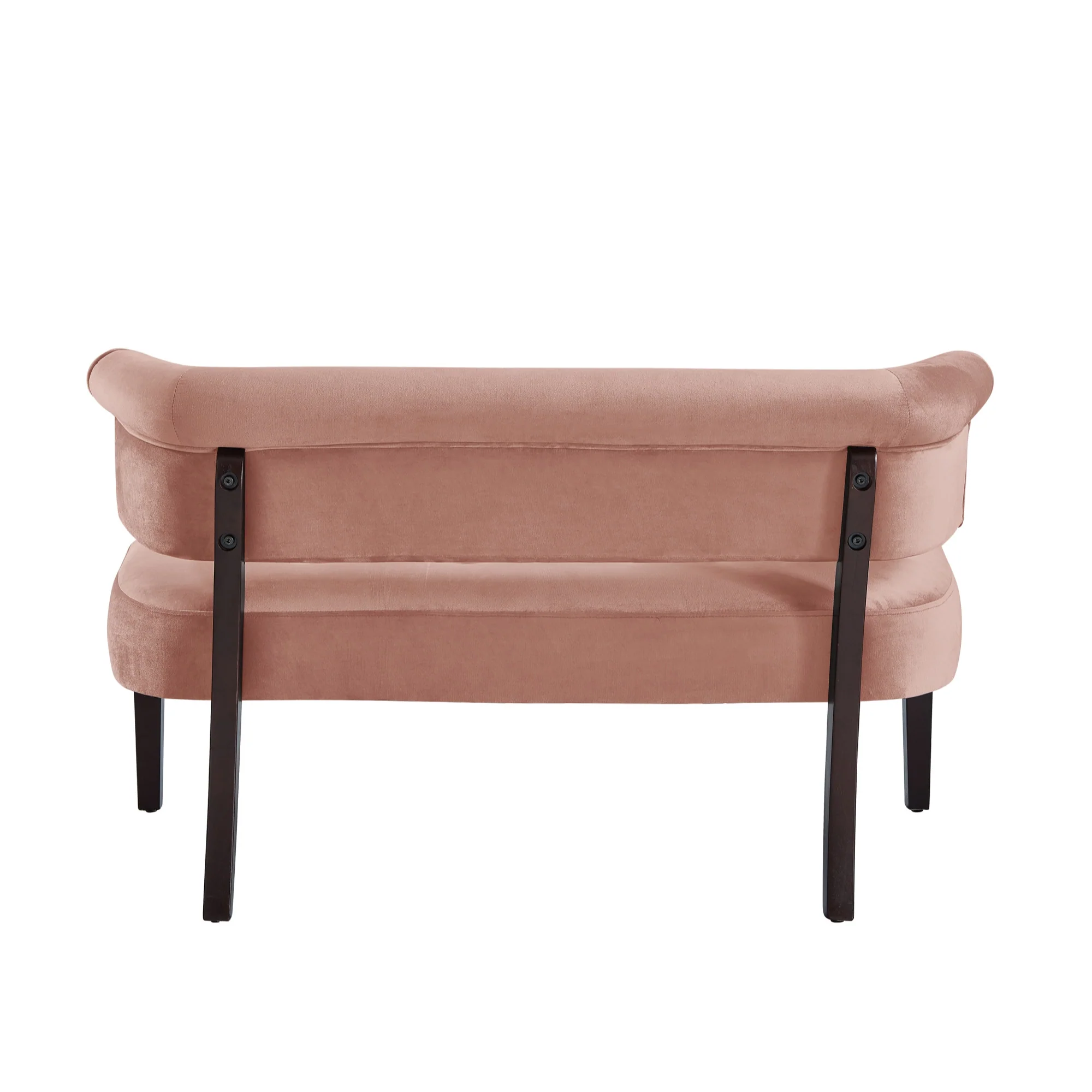 48" Blush And Brown Upholstered Velvet Bench By Homeroots - Image 3