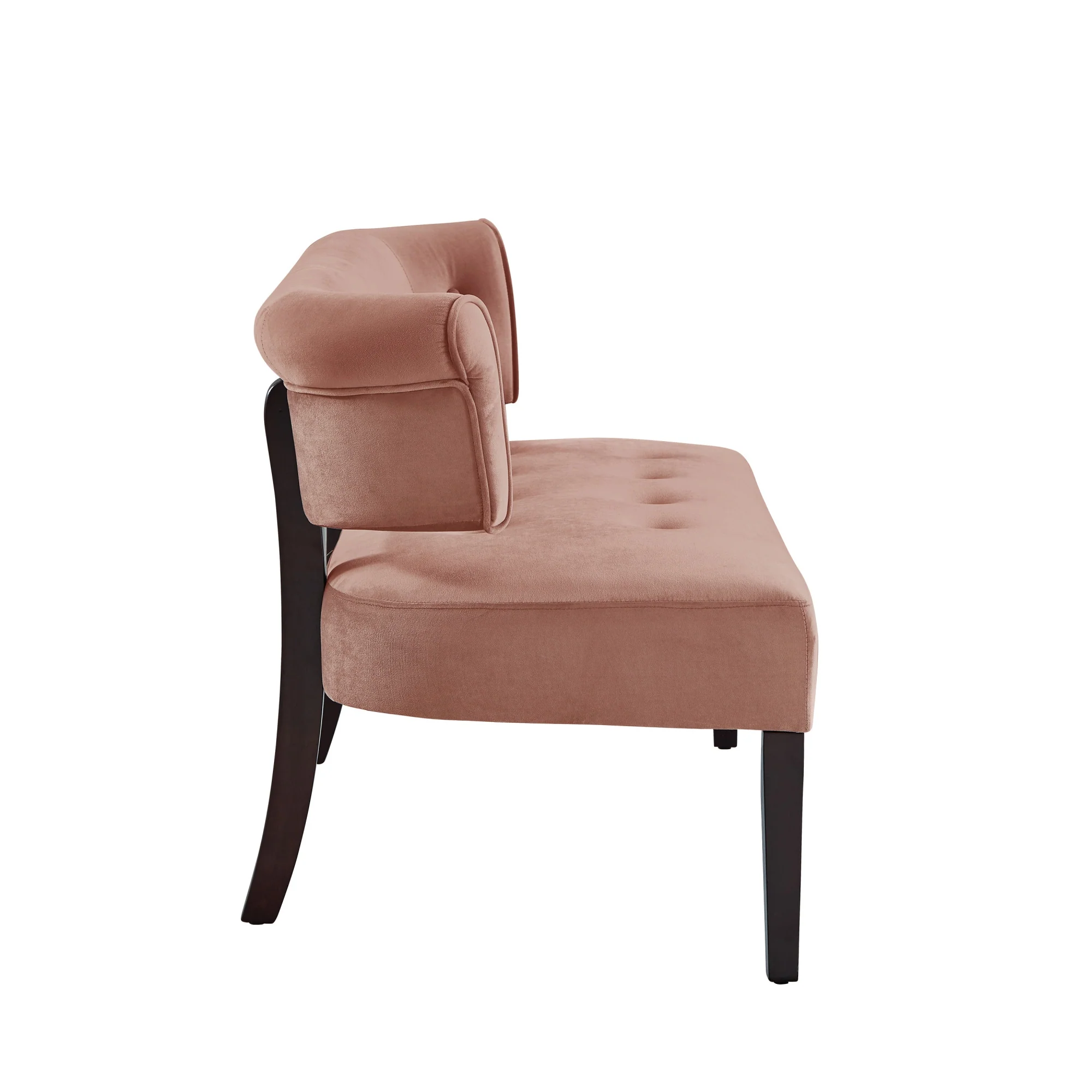 48" Blush And Brown Upholstered Velvet Bench By Homeroots - Image 4
