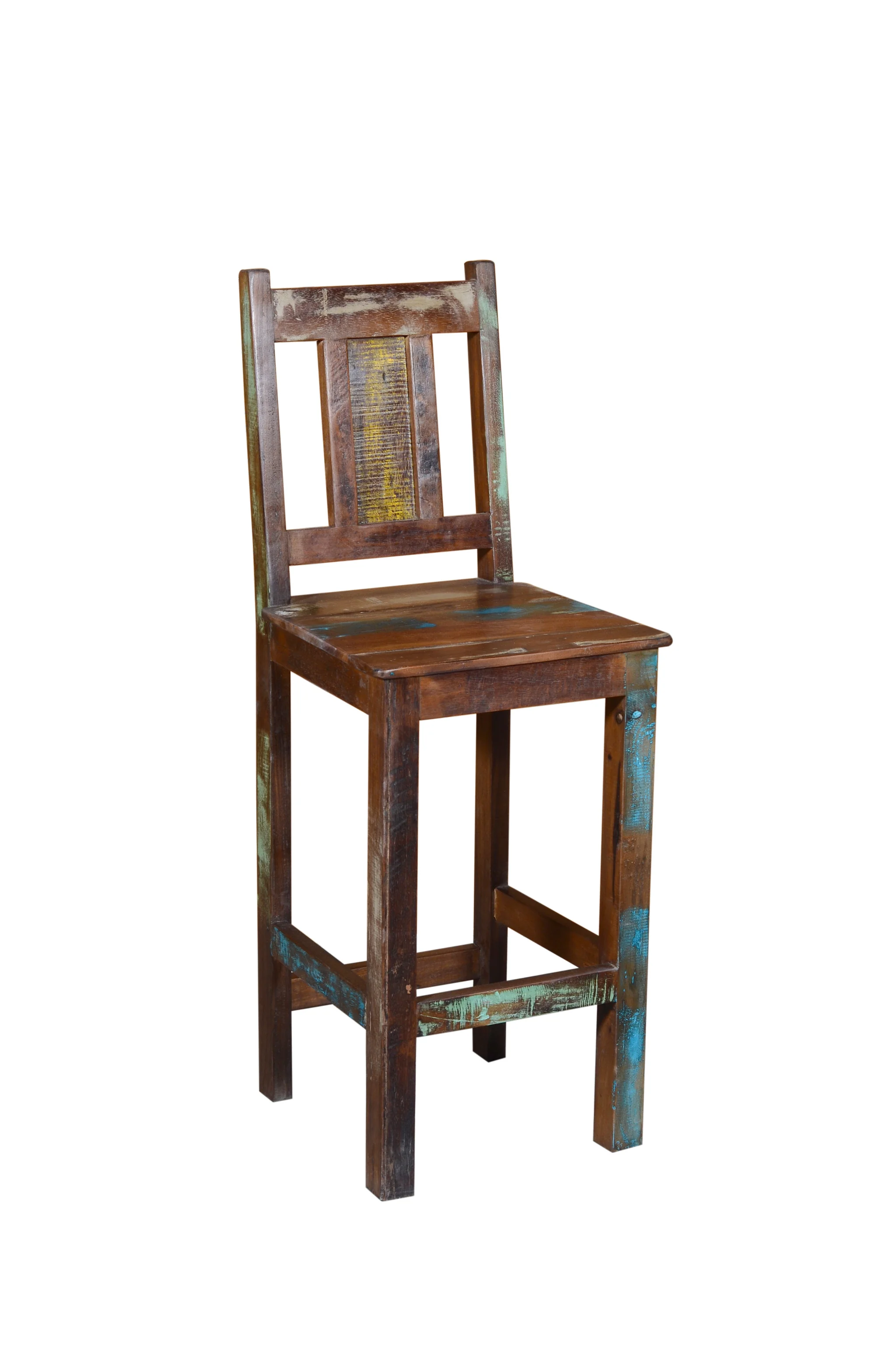 48" Brown And Rustic Patina Reclaimed Wood Bar Height Chair By Homeroots - Image 2