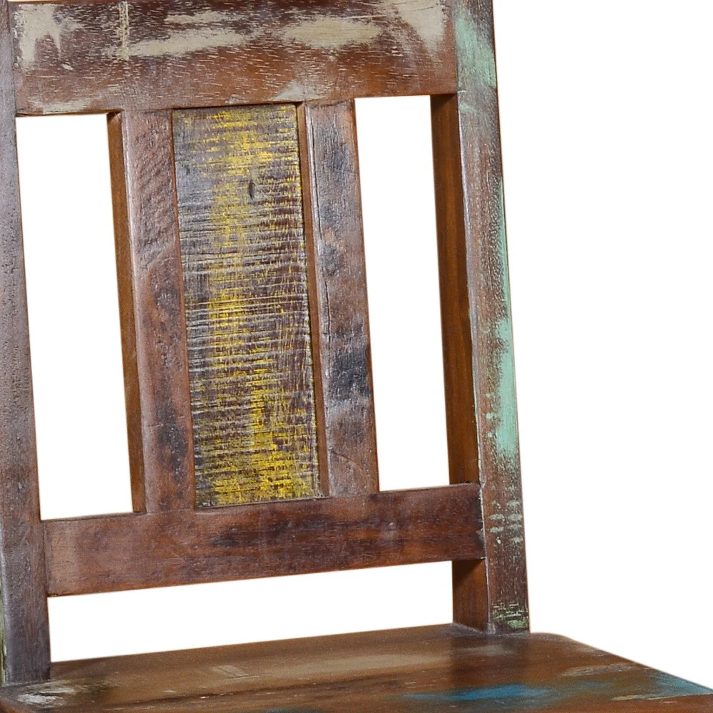 48" Brown And Rustic Patina Reclaimed Wood Bar Height Chair By Homeroots - Image 5