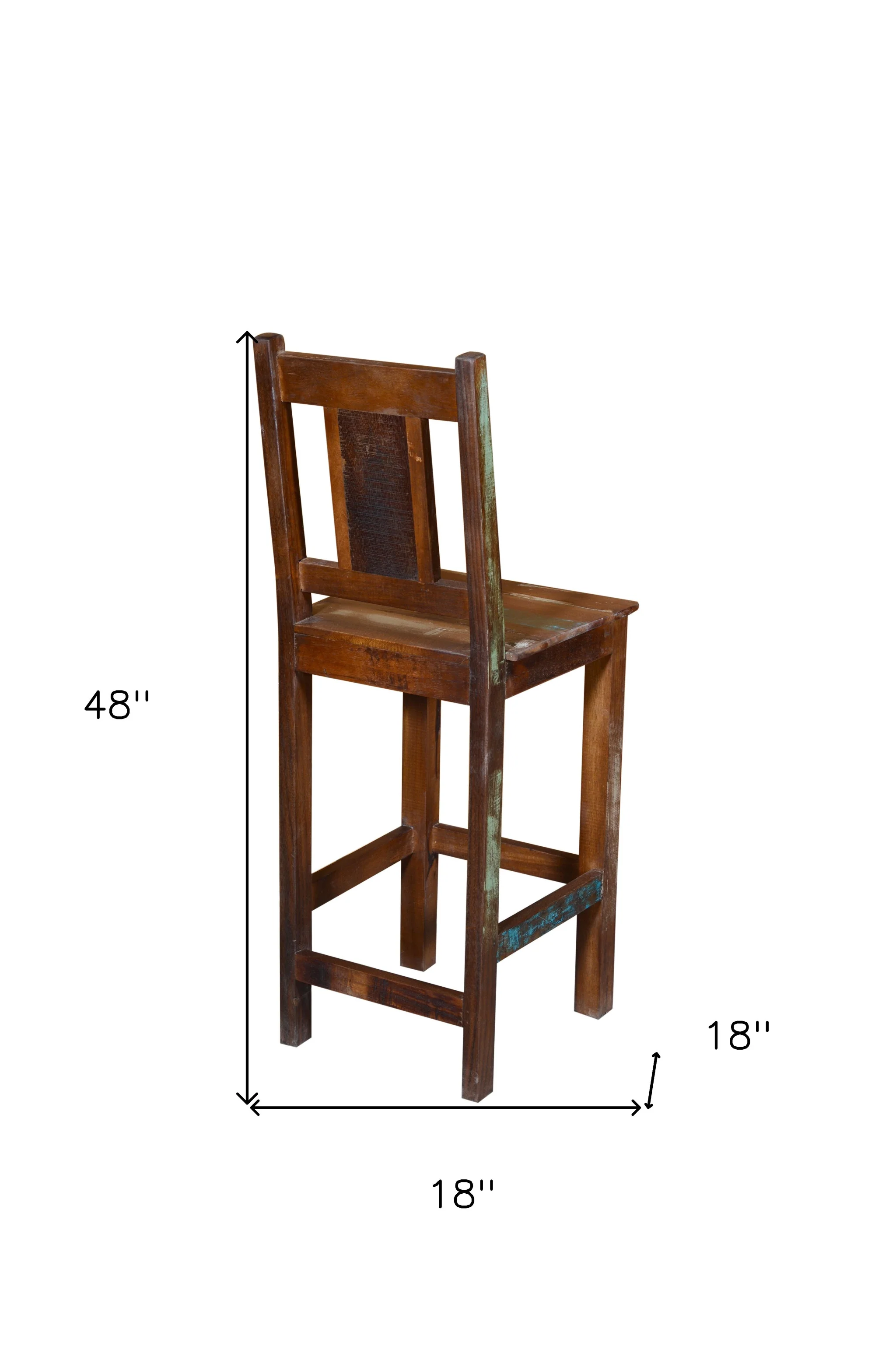 48" Brown And Rustic Patina Reclaimed Wood Bar Height Chair By Homeroots - Image 6