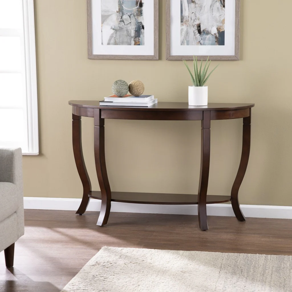 48" Brown Half Circle Console Table With Storage By Homeroots - Image 6