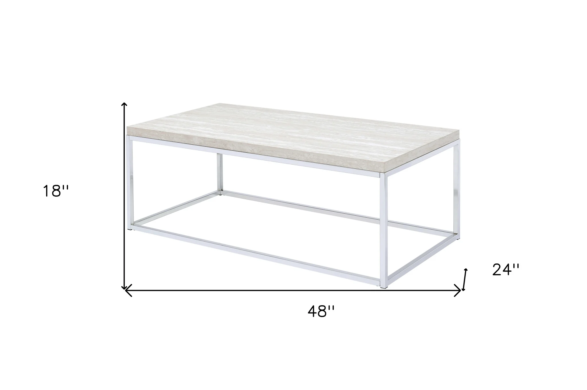 48" Chrome And White Oak Manufactured Wood And Metal Rectangular Coffee Table By Homeroots - Image 6