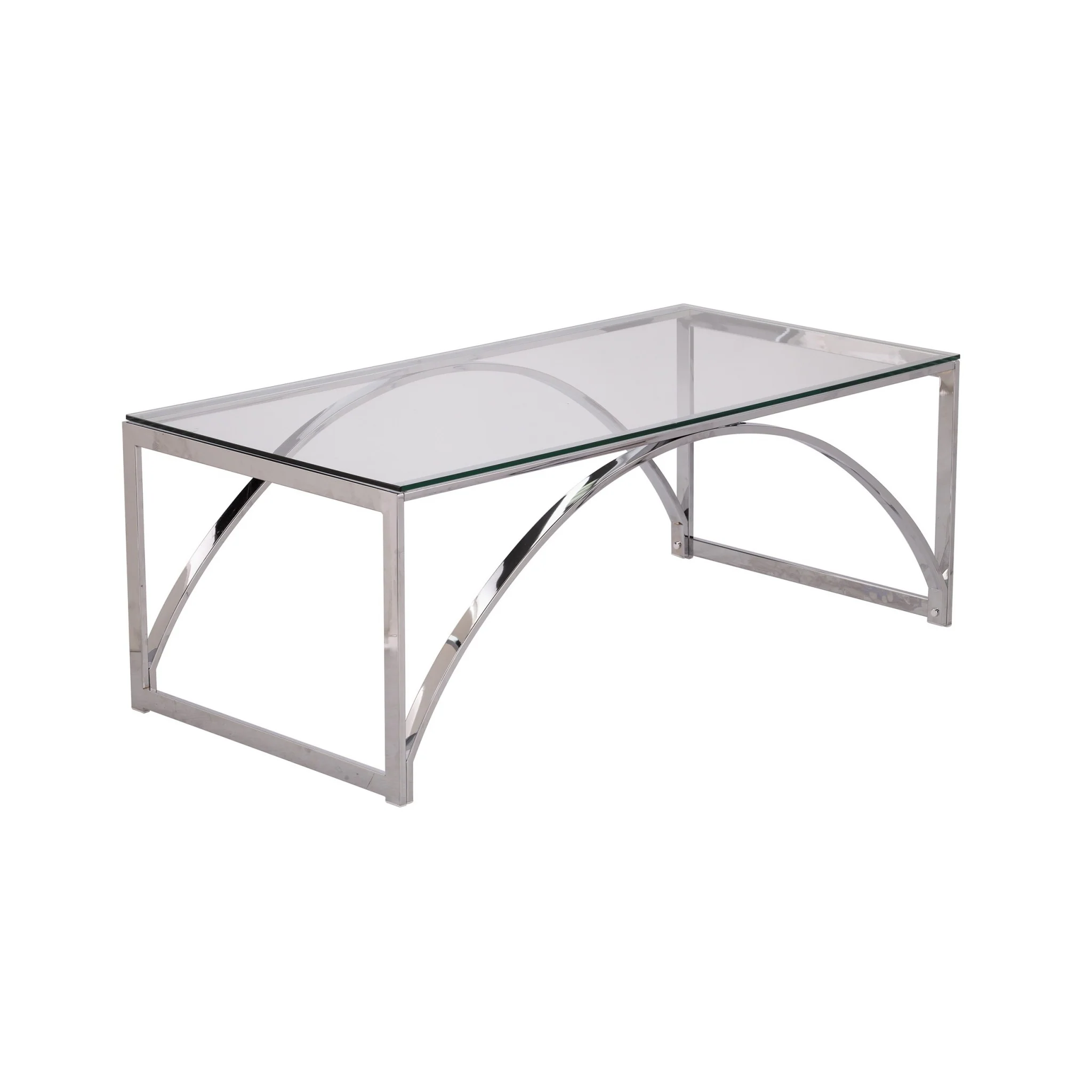 48" Chrome Glass And Metal Rectangular Coffee Table By Homeroots - Image 3