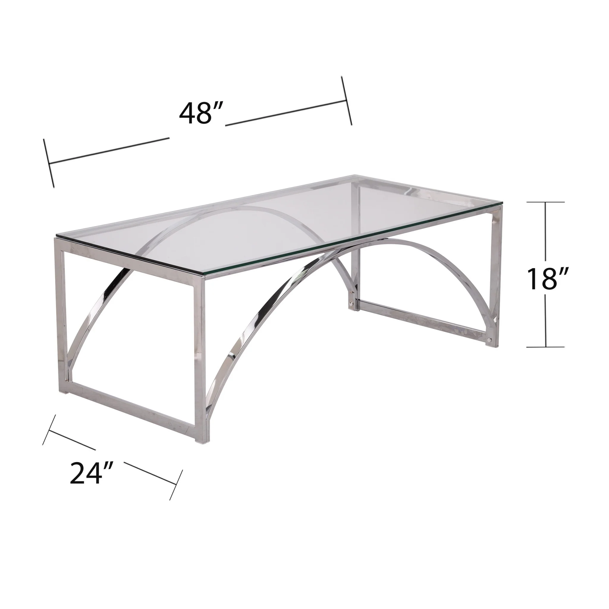 48" Chrome Glass And Metal Rectangular Coffee Table By Homeroots - Image 6