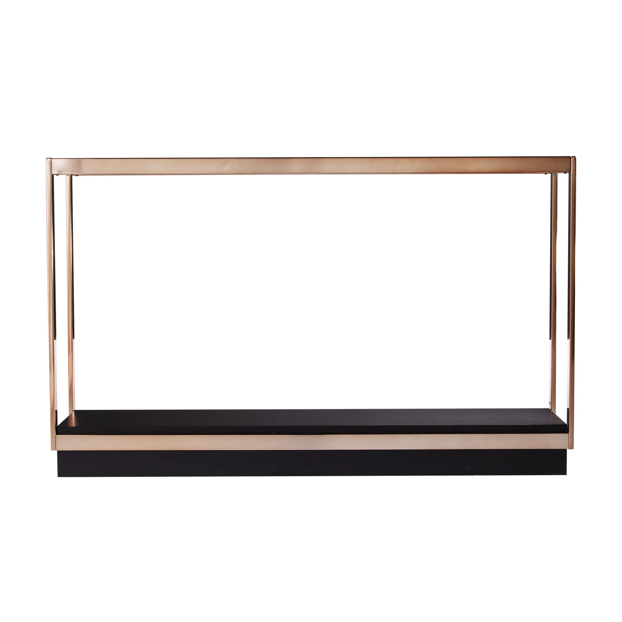 48" Clear and Champagne Glass Floor Shelf Console Table With Storage By Homeroots - Image 2