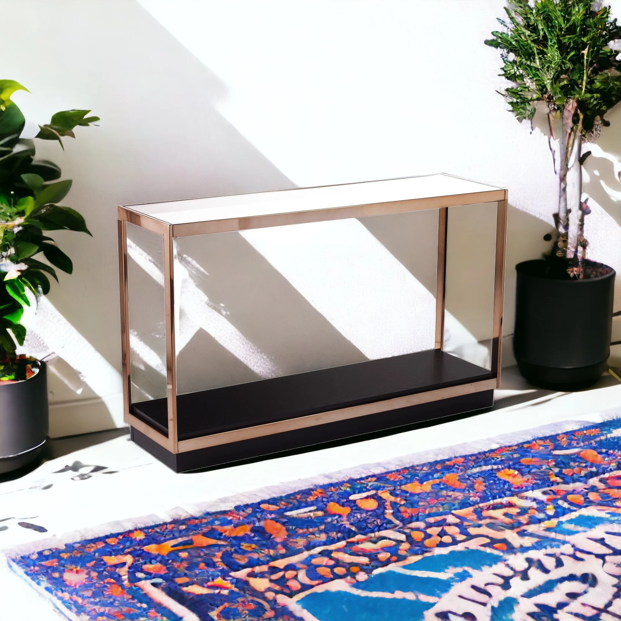 48" Clear and Champagne Glass Floor Shelf Console Table With Storage By Homeroots - Image 5