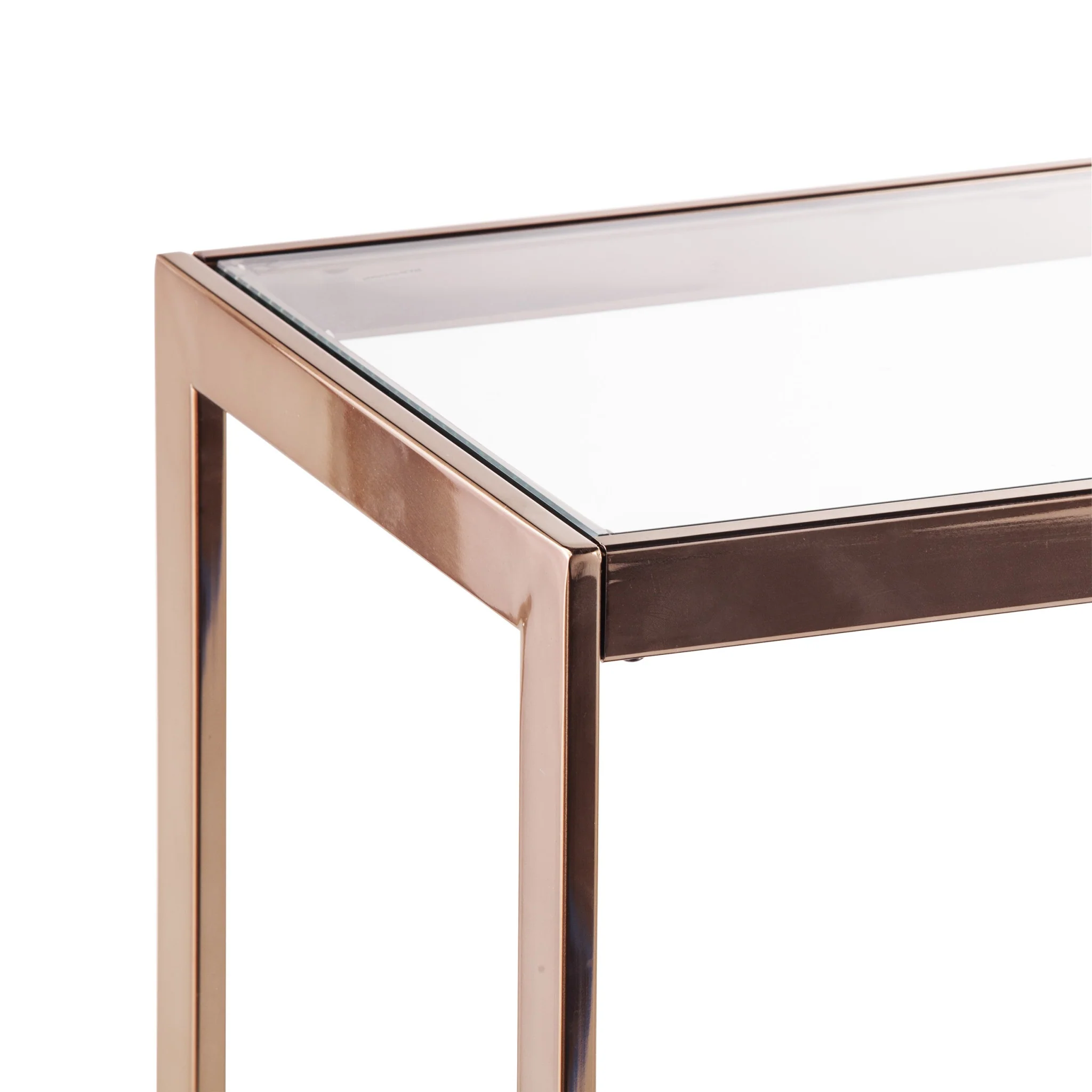48" Clear and Champagne Glass Floor Shelf Console Table With Storage By Homeroots - Image 6