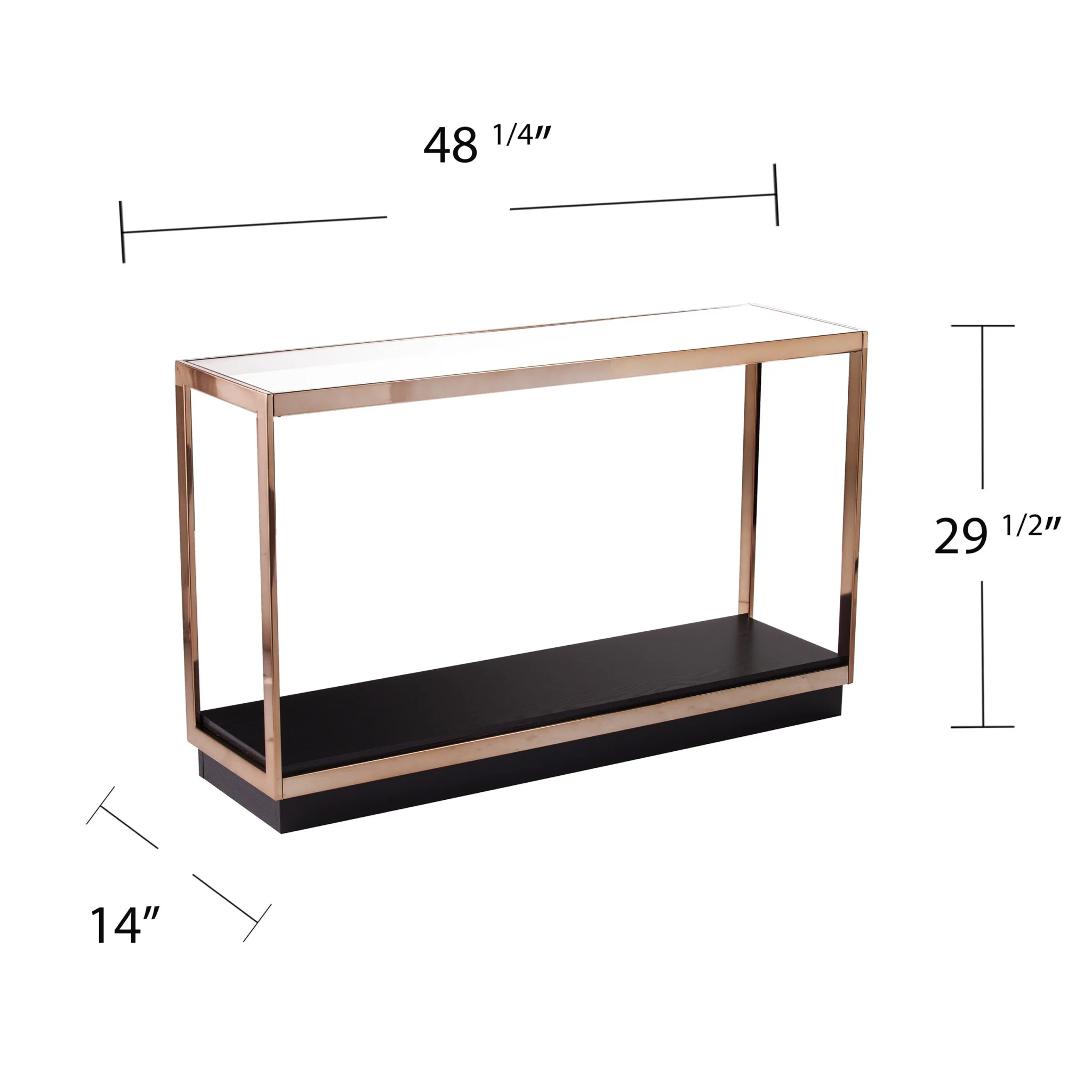 48" Clear and Champagne Glass Floor Shelf Console Table With Storage By Homeroots - Image 8