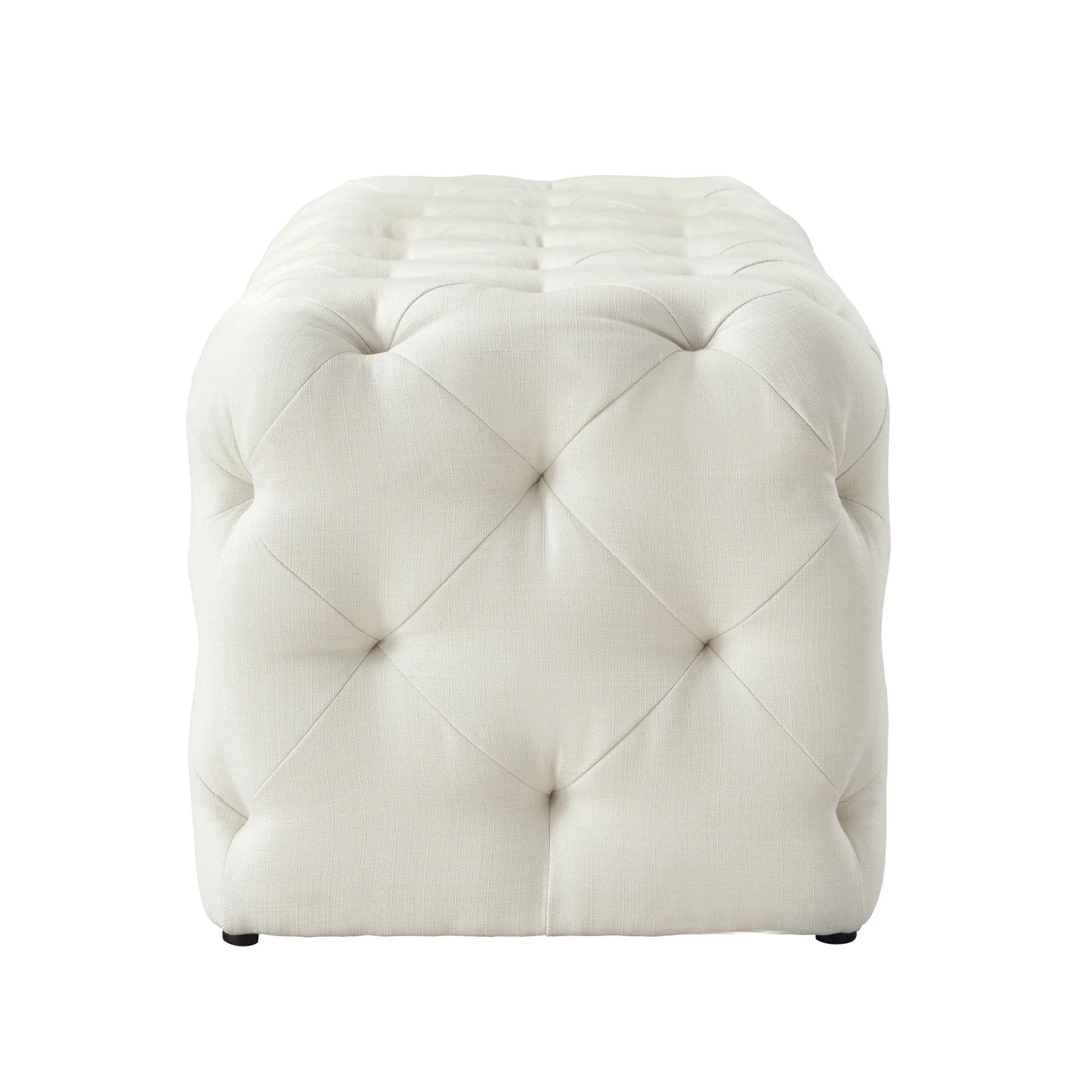 48" Cream And Black Upholstered Linen Bench By Homeroots - Image 3