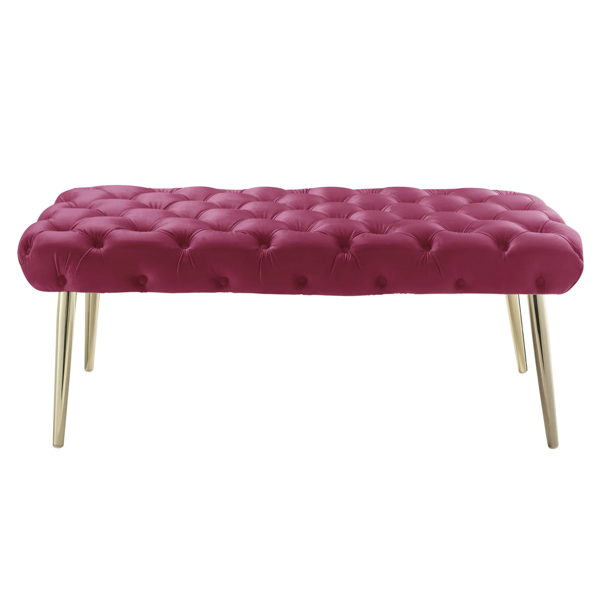 48" Fuchsia And Gold Upholstered Velvet Bench By Homeroots - Image 2