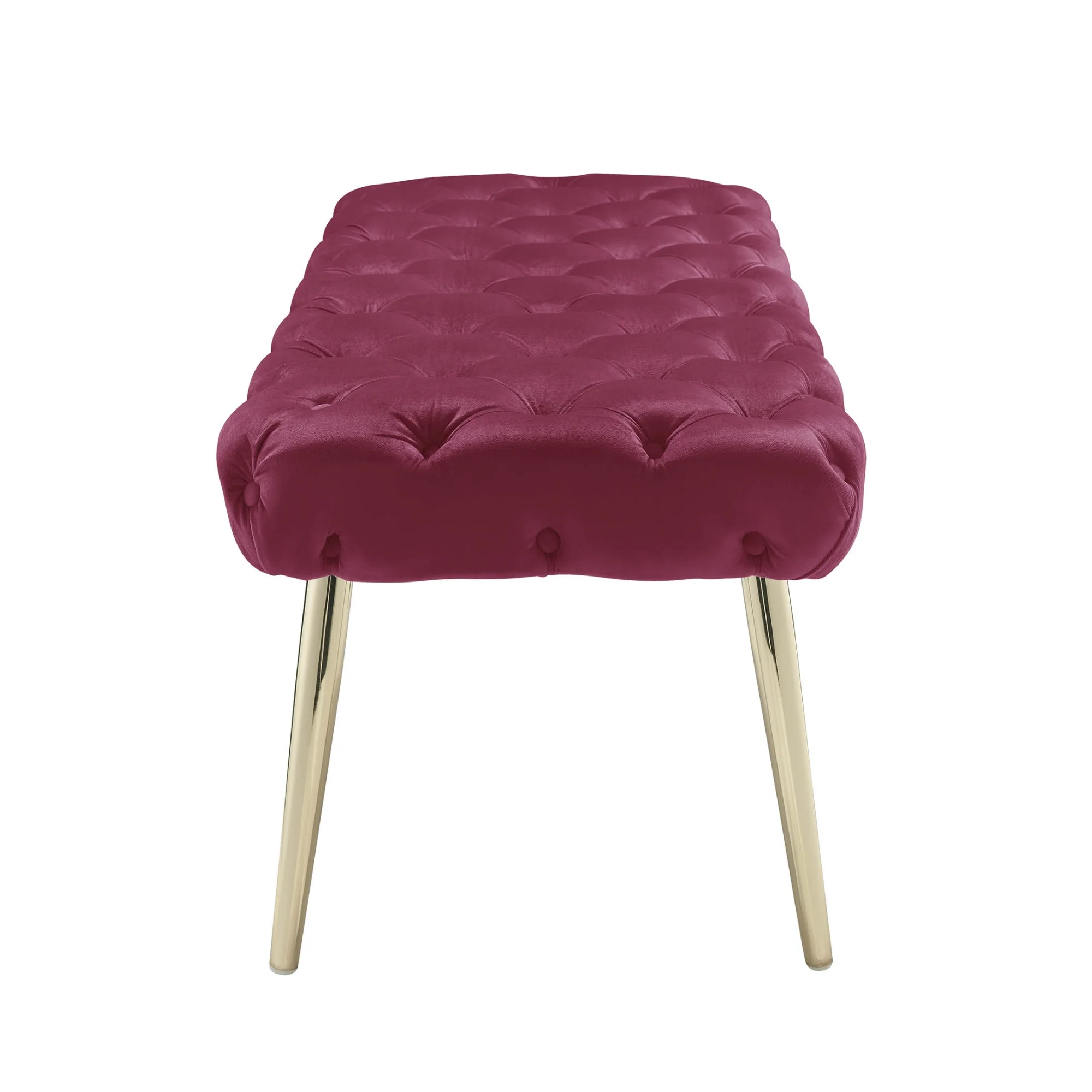 48" Fuchsia And Gold Upholstered Velvet Bench By Homeroots - Image 3
