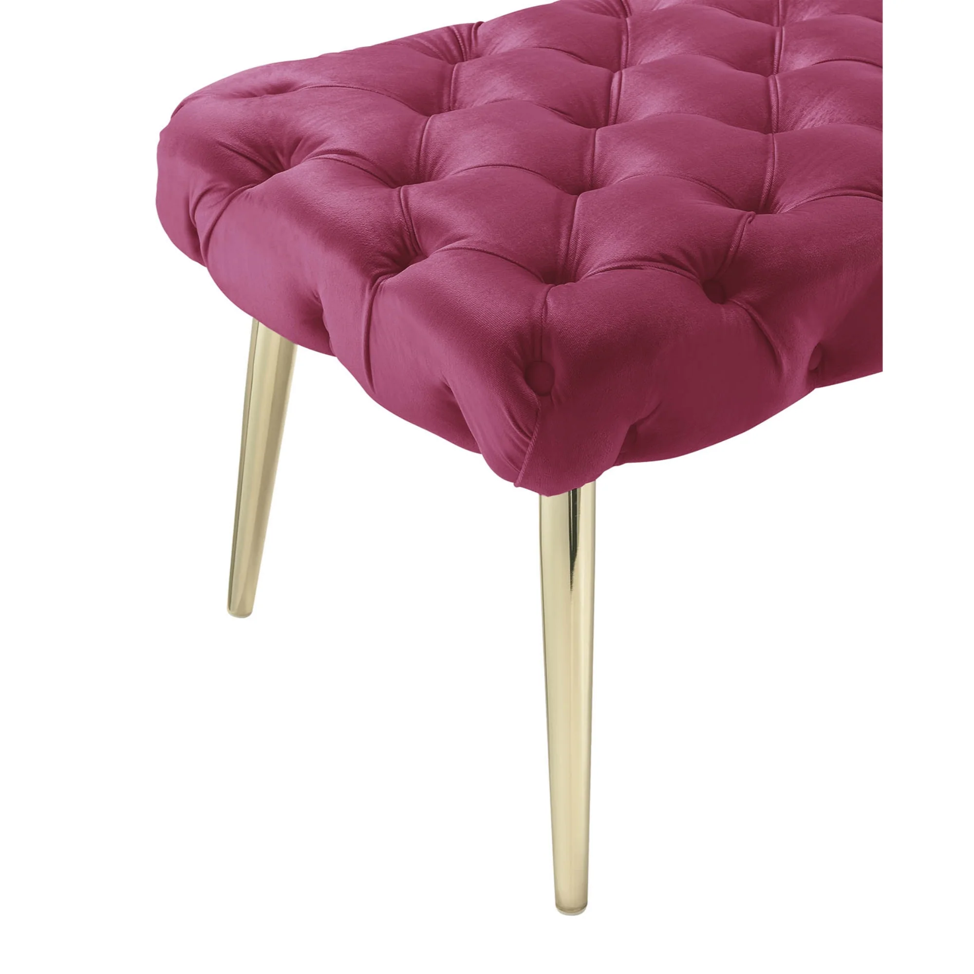 48" Fuchsia And Gold Upholstered Velvet Bench By Homeroots - Image 4