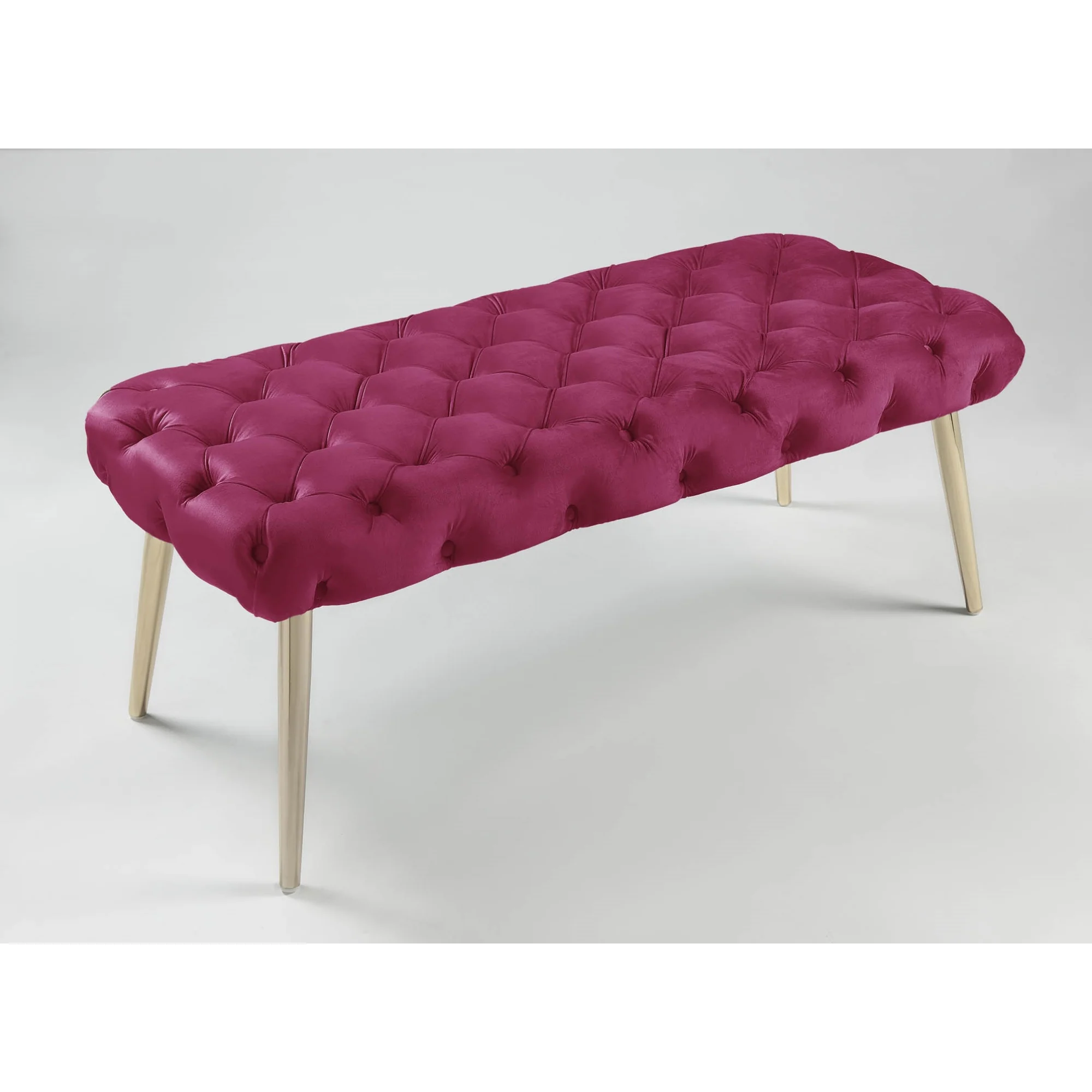 48" Fuchsia And Gold Upholstered Velvet Bench By Homeroots - Image 7