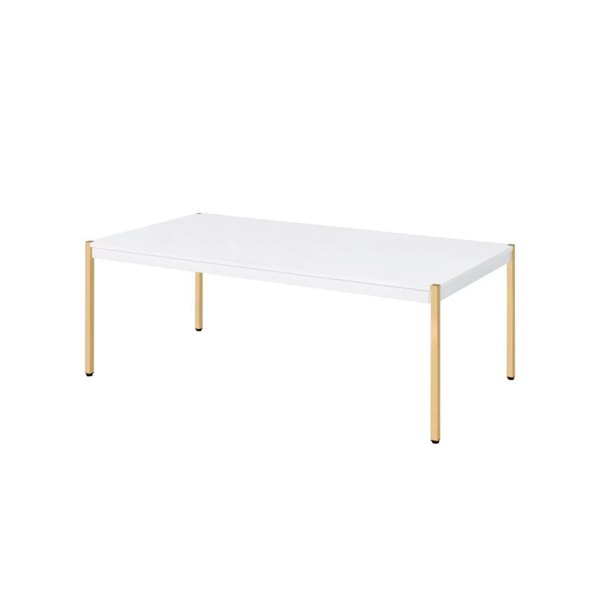 48" Gold And White Manufactured Wood And Metal Rectangular Coffee Table By Homeroots - Image 3