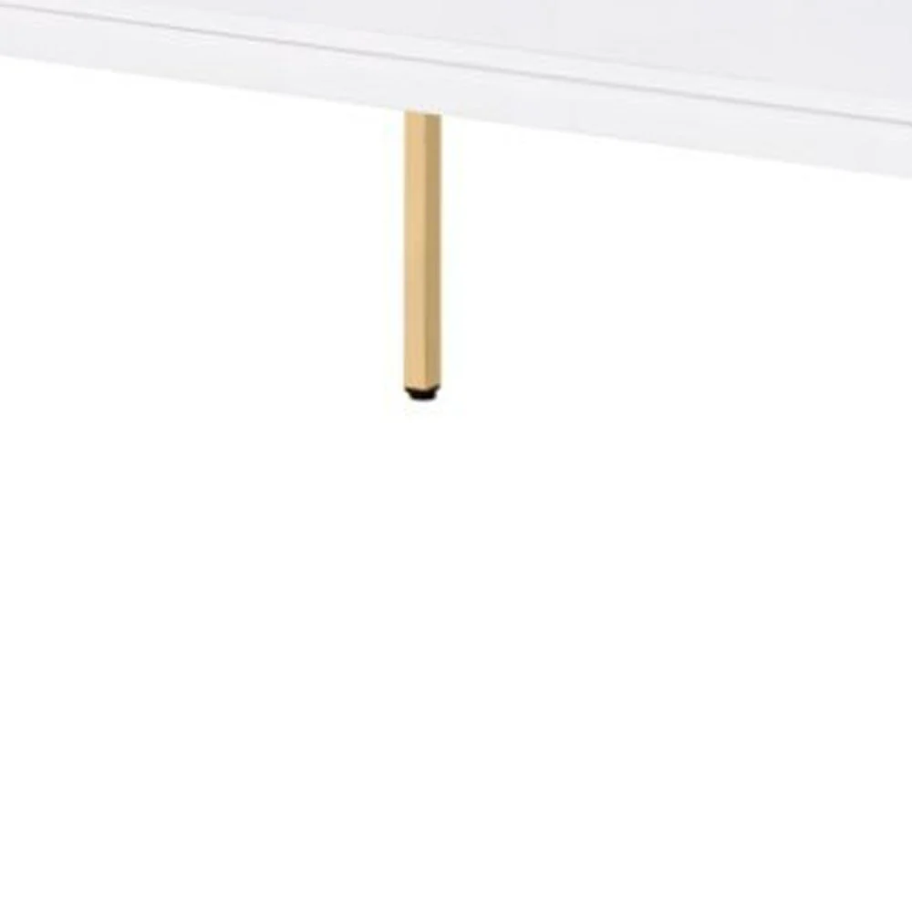 48" Gold And White Manufactured Wood And Metal Rectangular Coffee Table By Homeroots - Image 4