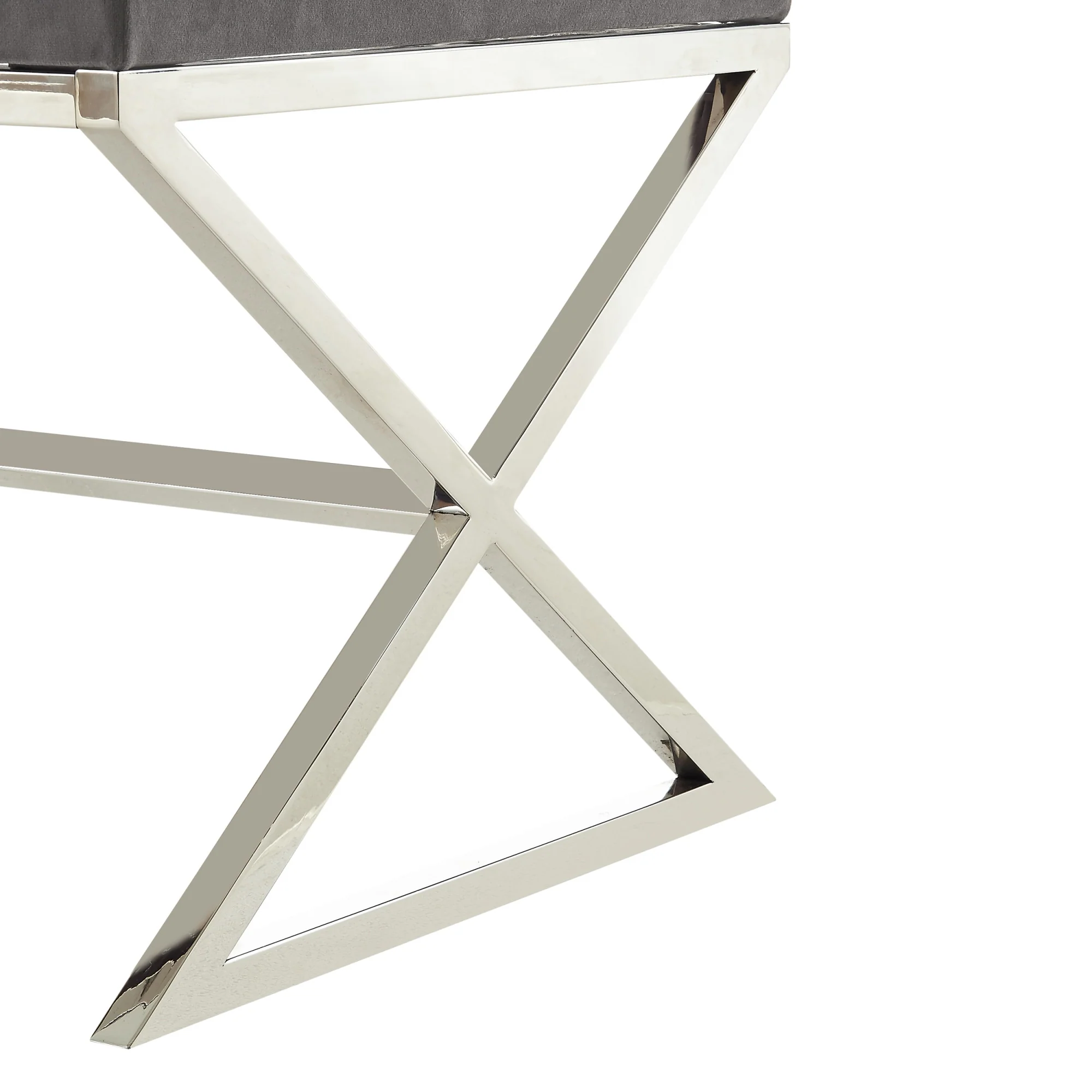 48" Gray And Silver Upholstered Velvet Bench By Homeroots - Image 6