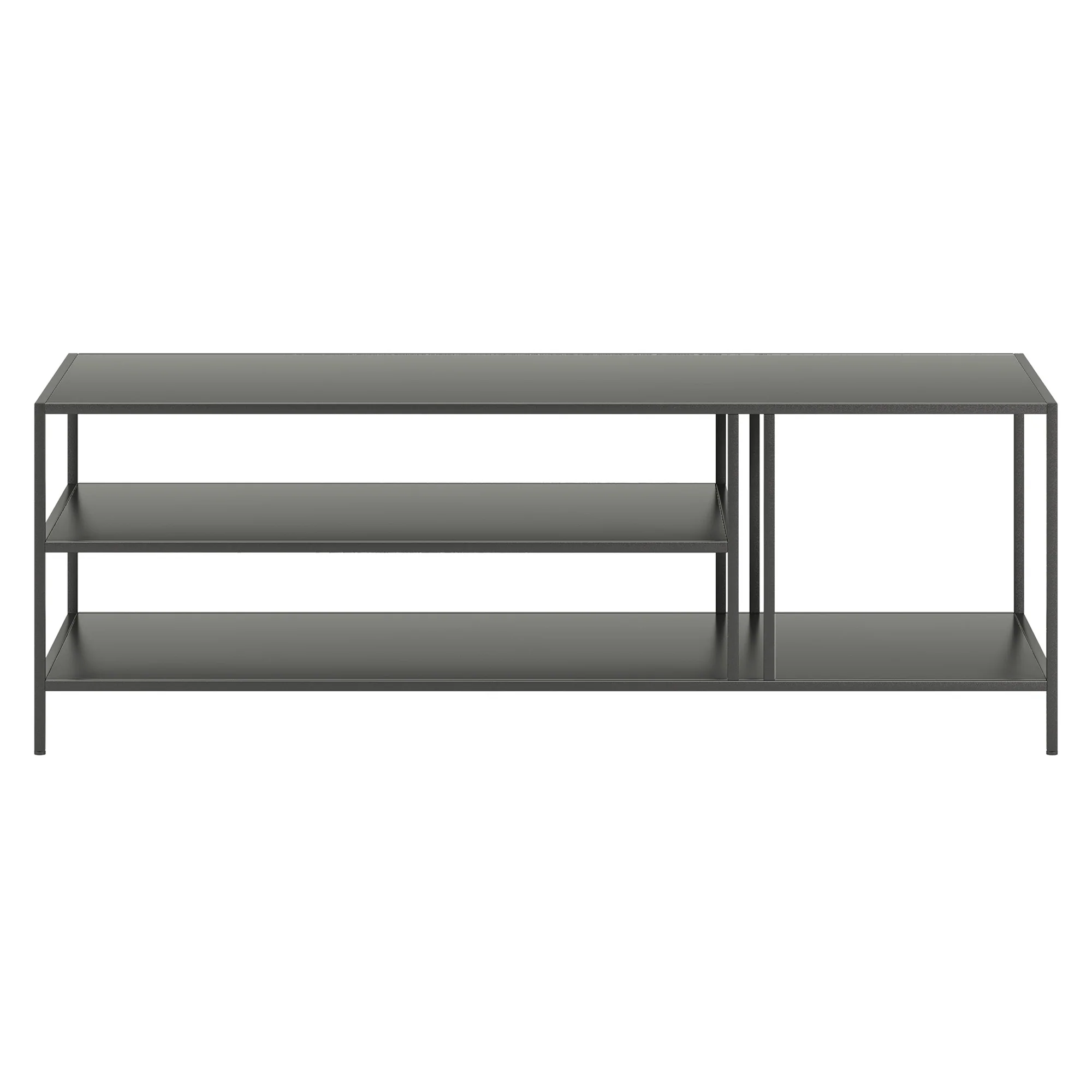 48" Gray Steel Rectangular Coffee Table With Two Shelves By Homeroots - Image 2