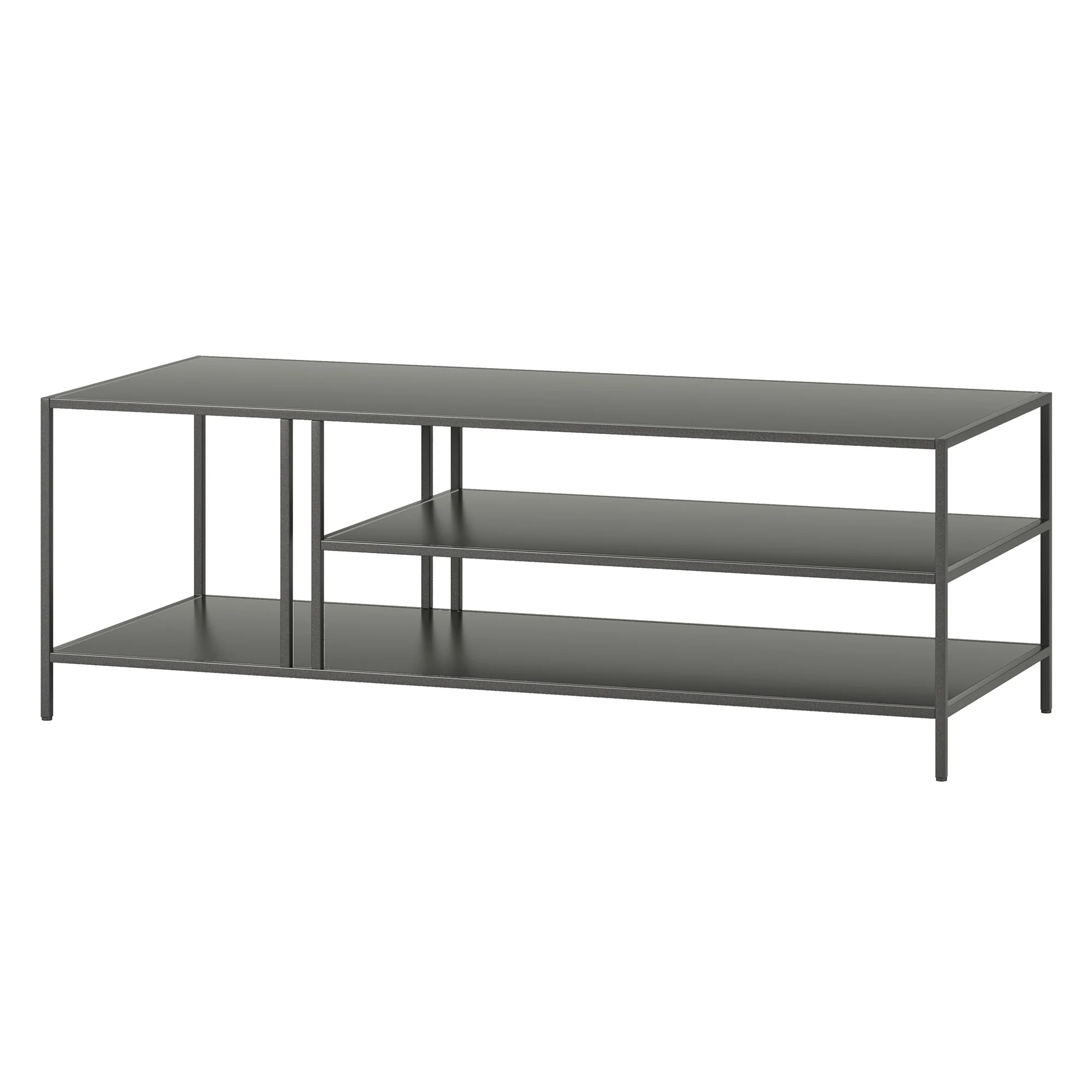 48" Gray Steel Rectangular Coffee Table With Two Shelves By Homeroots - Image 3