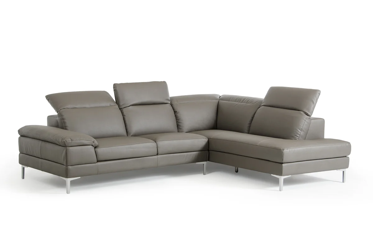48' Grey Eco Leather Wood Steel and Foam Sectional Sofa By Homeroots - Image 3