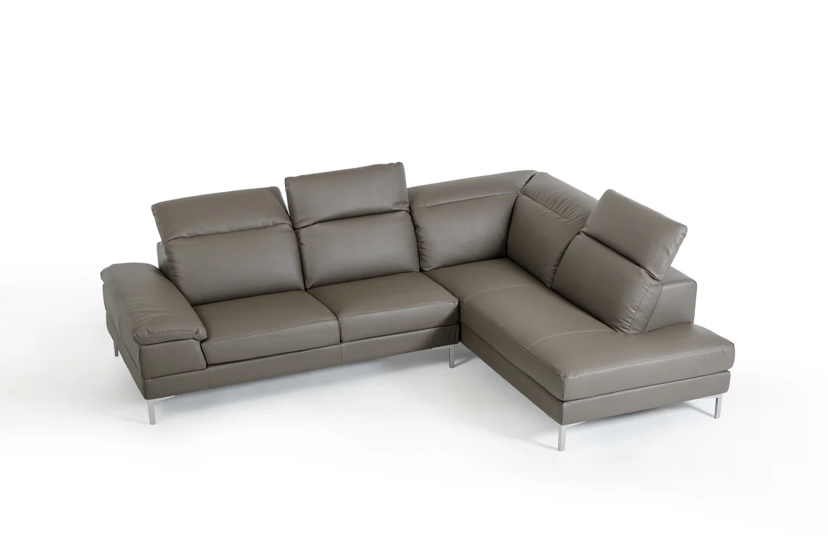 48' Grey Eco Leather Wood Steel and Foam Sectional Sofa By Homeroots - Image 4