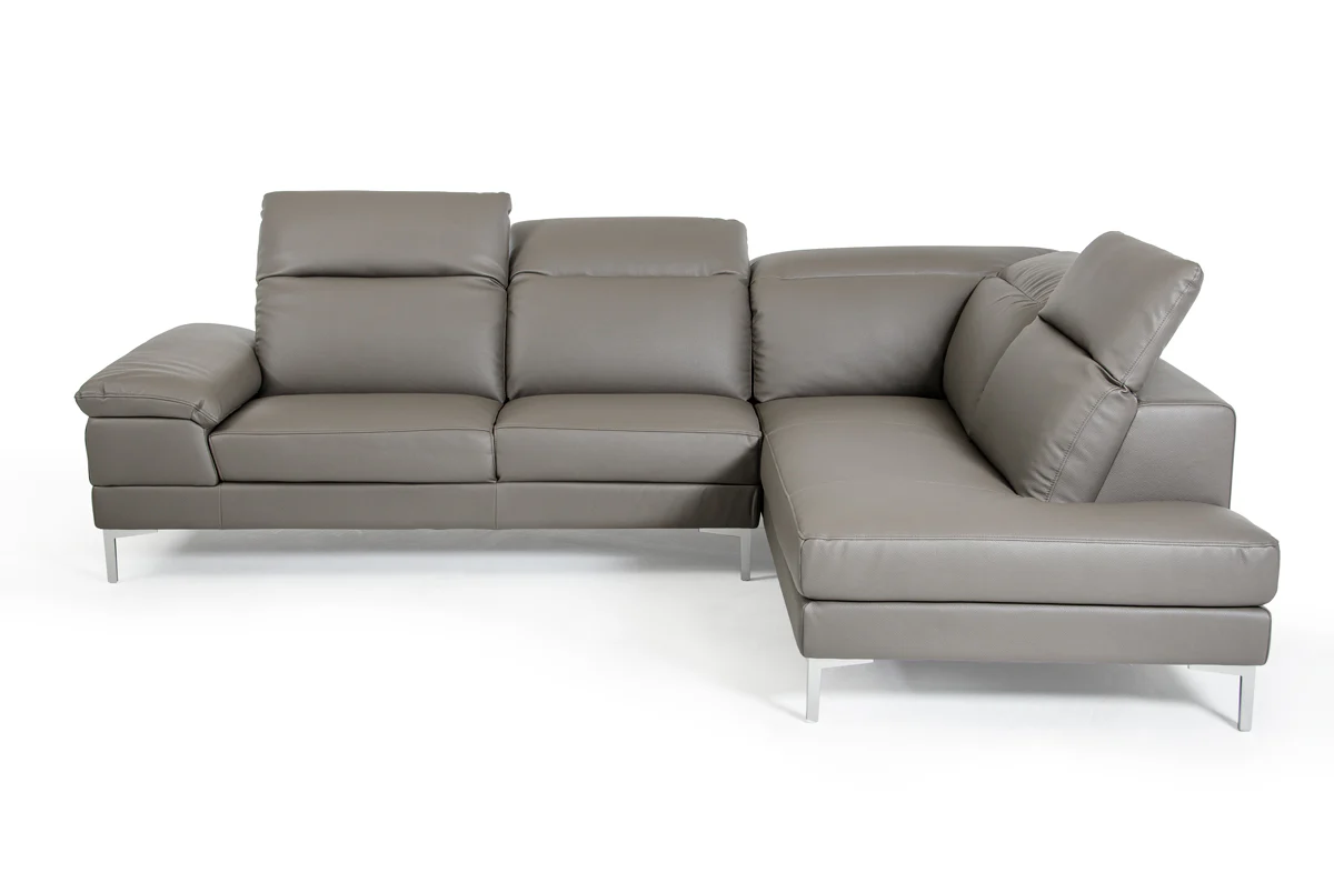 48' Grey Eco Leather Wood Steel and Foam Sectional Sofa By Homeroots - Image 5