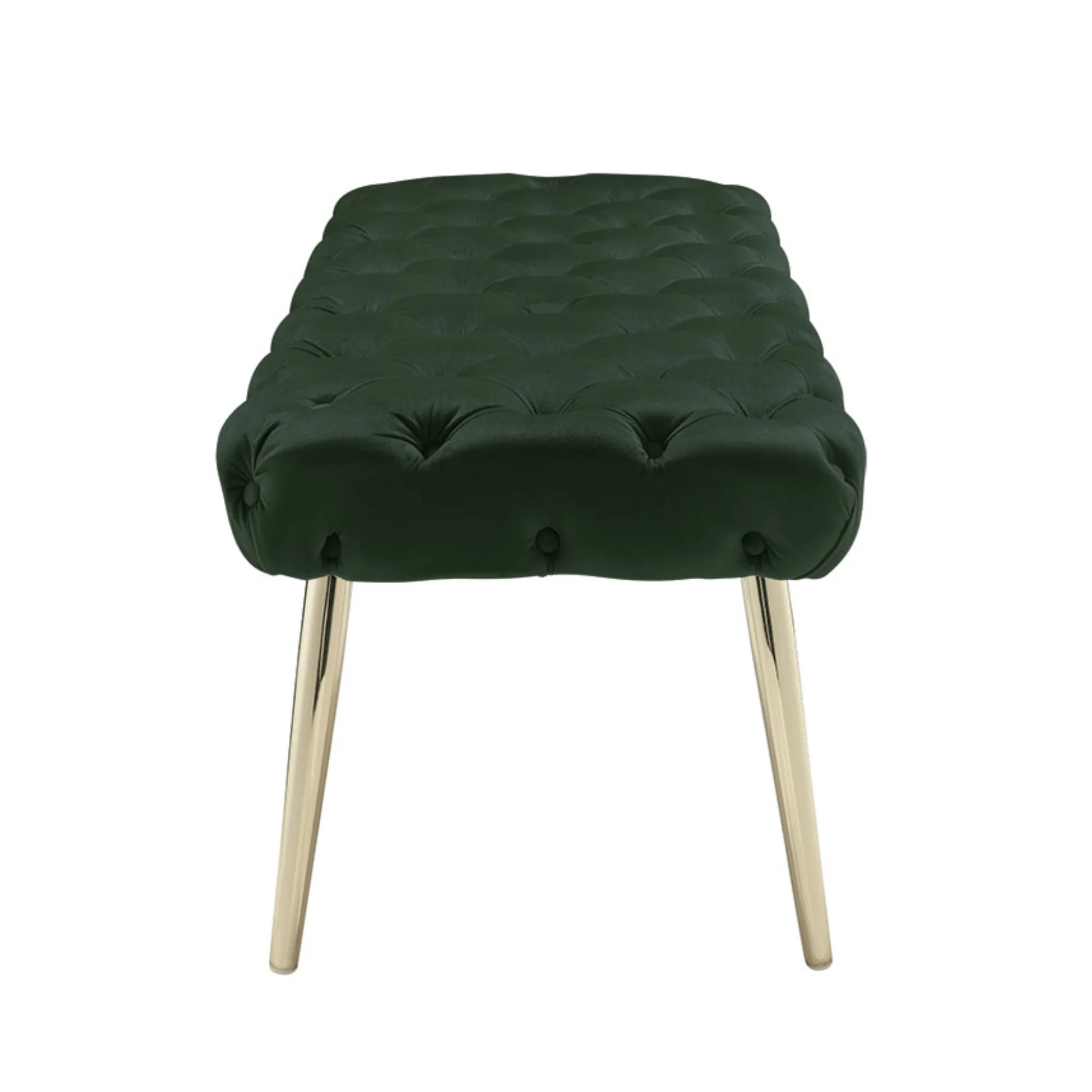 48" Hunter Green And Gold Upholstered Velvet Bench By Homeroots - Image 3